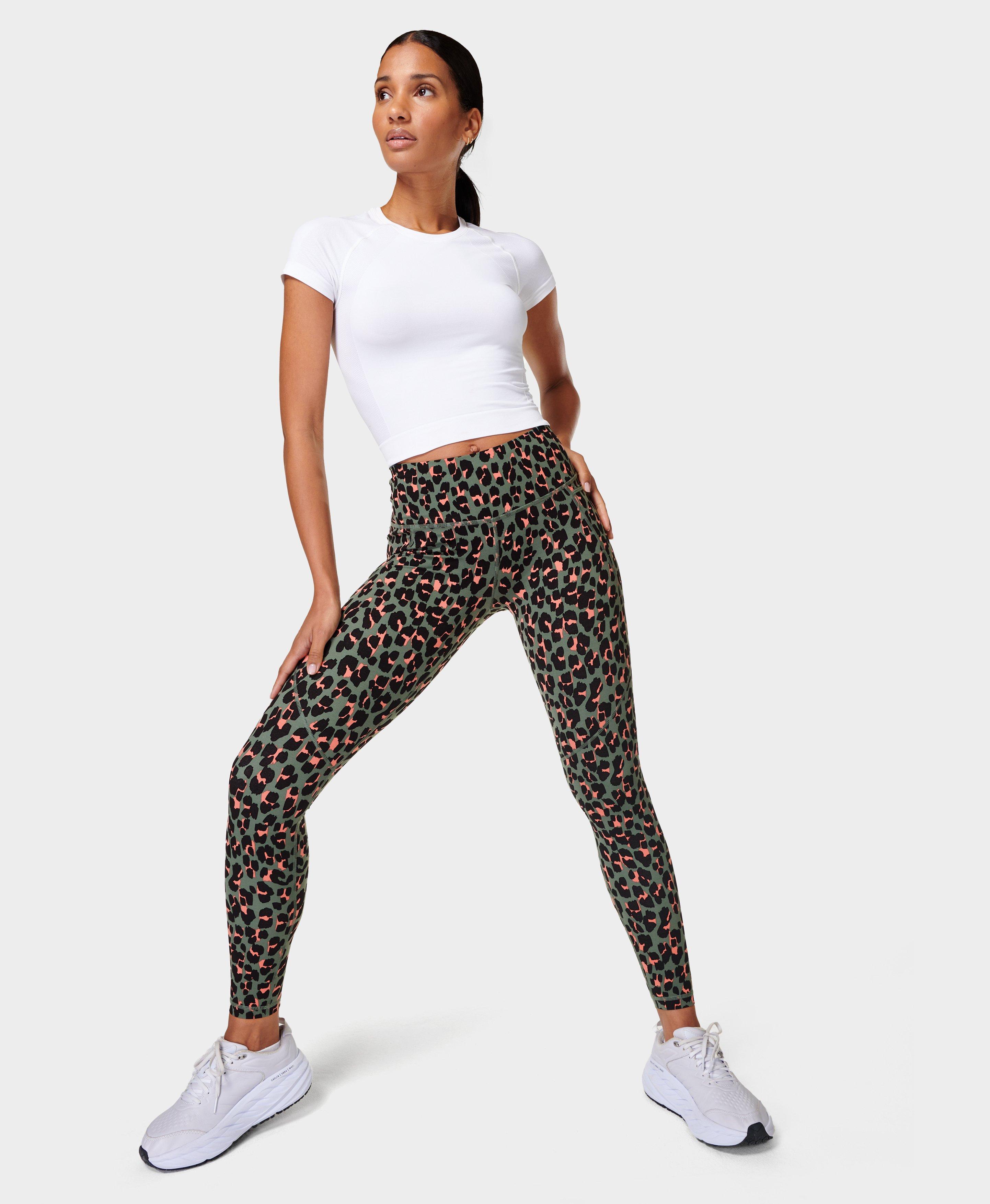 Power UltraSculpt High Waist 7/8 Workout Leggings Colour Block - Blue Pixel  Leopard Print, Women's Leggings