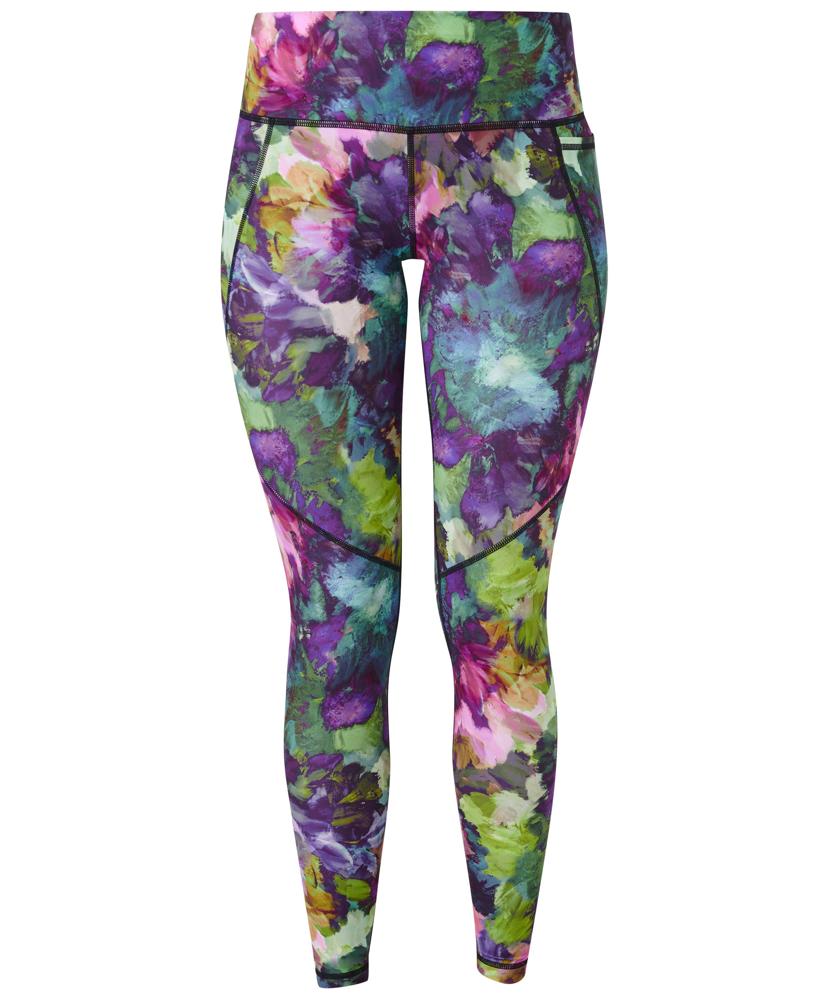 Female Shorts, Women' s Floral Print High Waist Yoga Pants Sport Pants, Pink,  S/M/L/XL/XXL