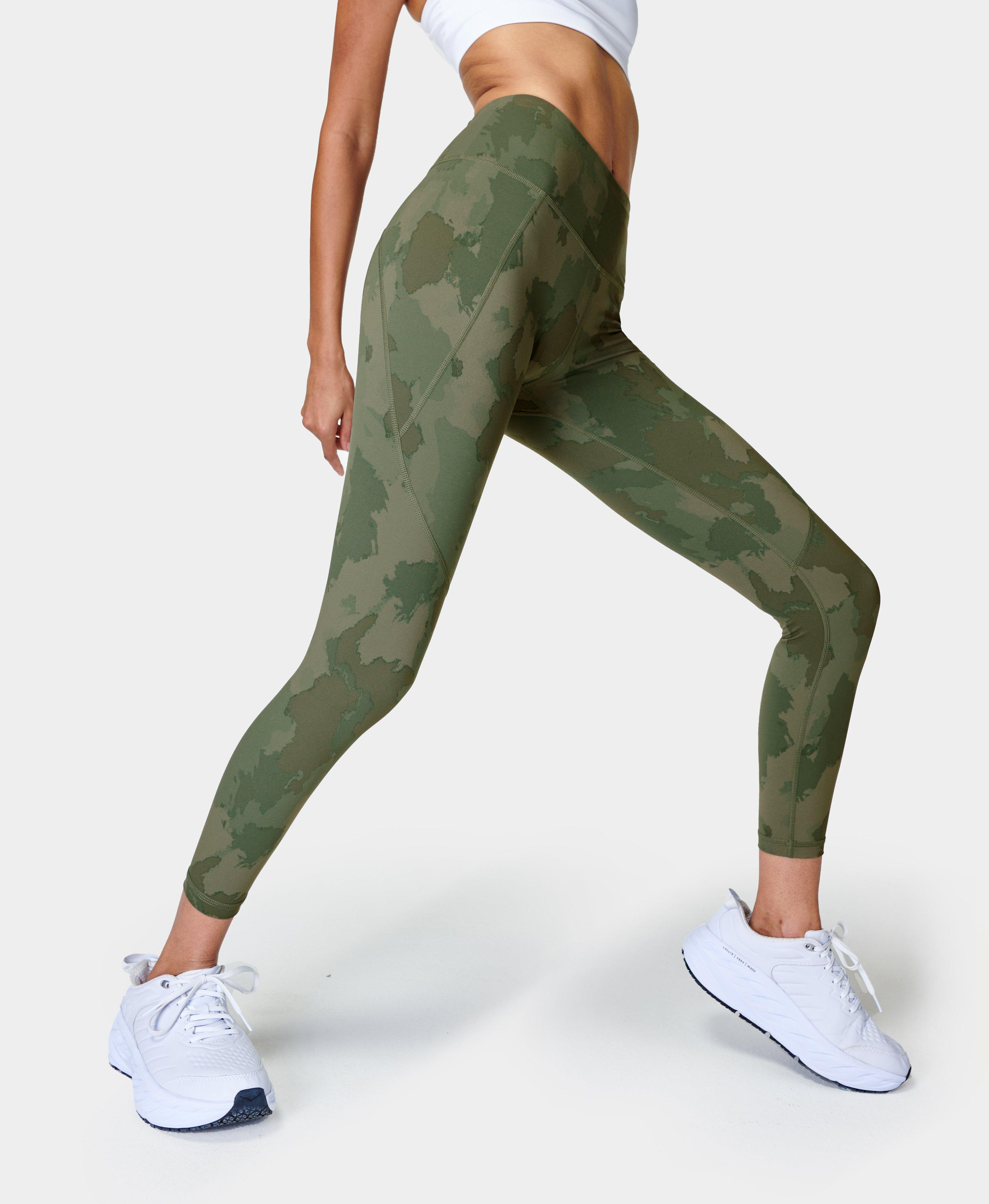 Savoy Active SA-XIALEG7307-BRN-GRN-L Virginia Camouflage Workout Leggings  for Women, Brown & Green - Large 