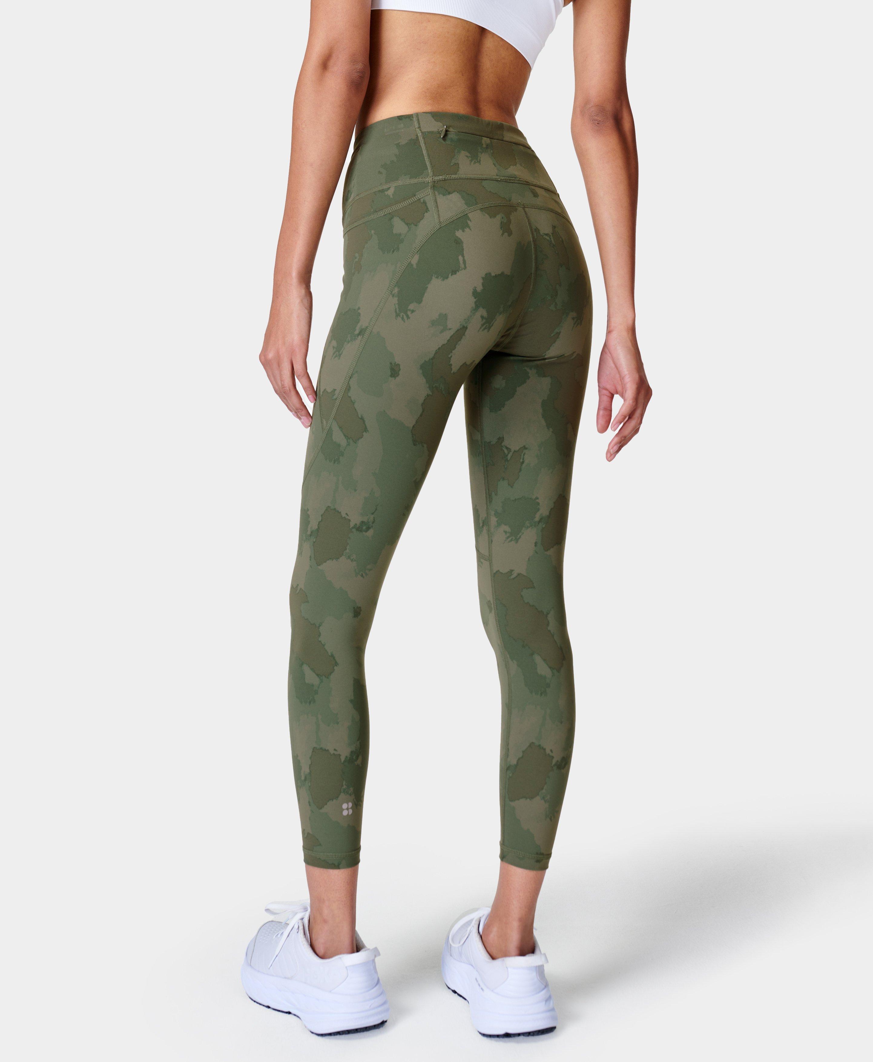 GetUSCart- BALEAF Women's High Waisted 7/8 Length Yoga Leggings Printed  Workout Pattern Ankle Pants with Pockets Army Green Camo Size M