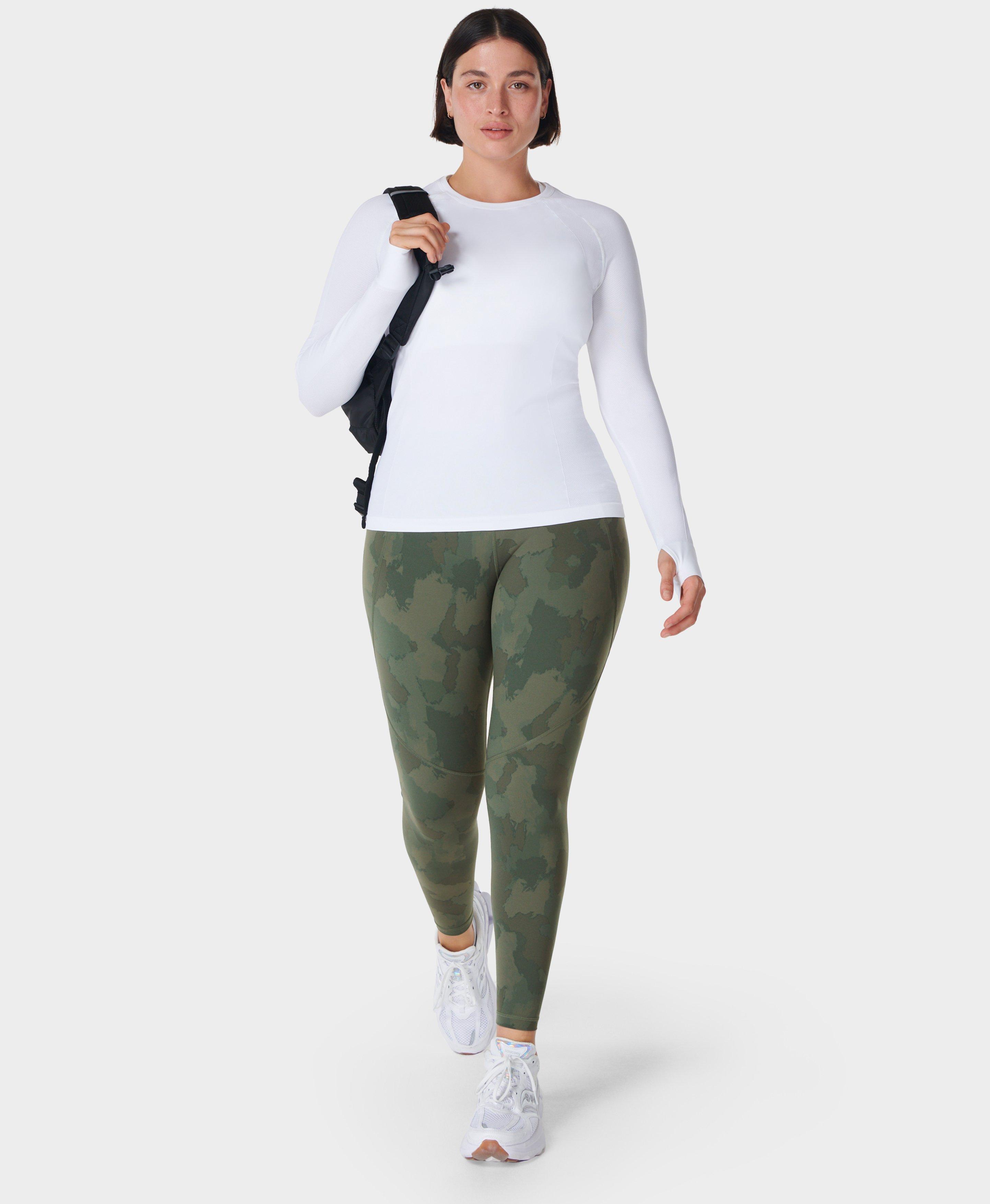 Power Workout Leggings - Green Painted Camo Print, Women's Leggings