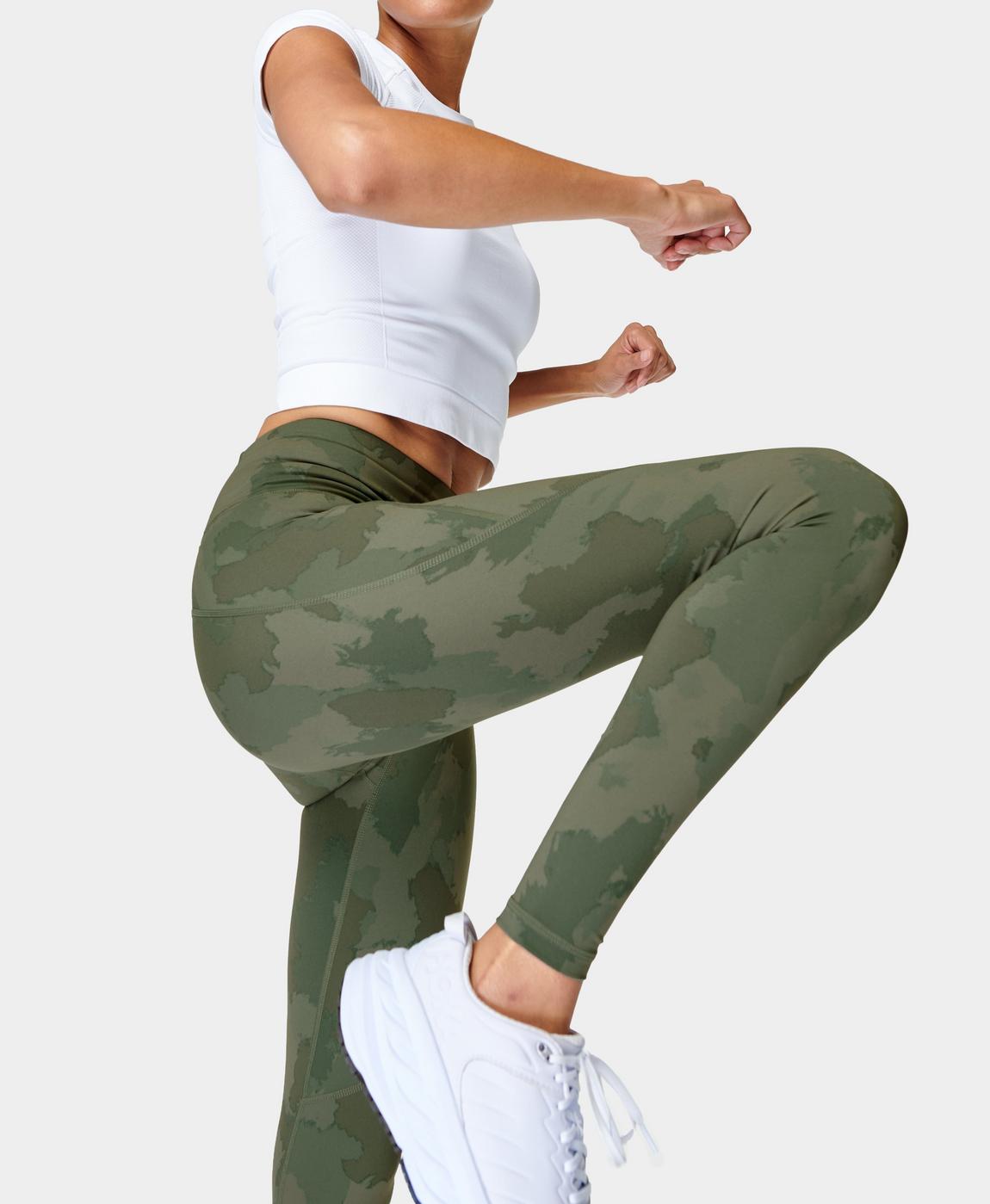 Power Gym Leggings - Green Painted Camo Print | Women's Leggings ...