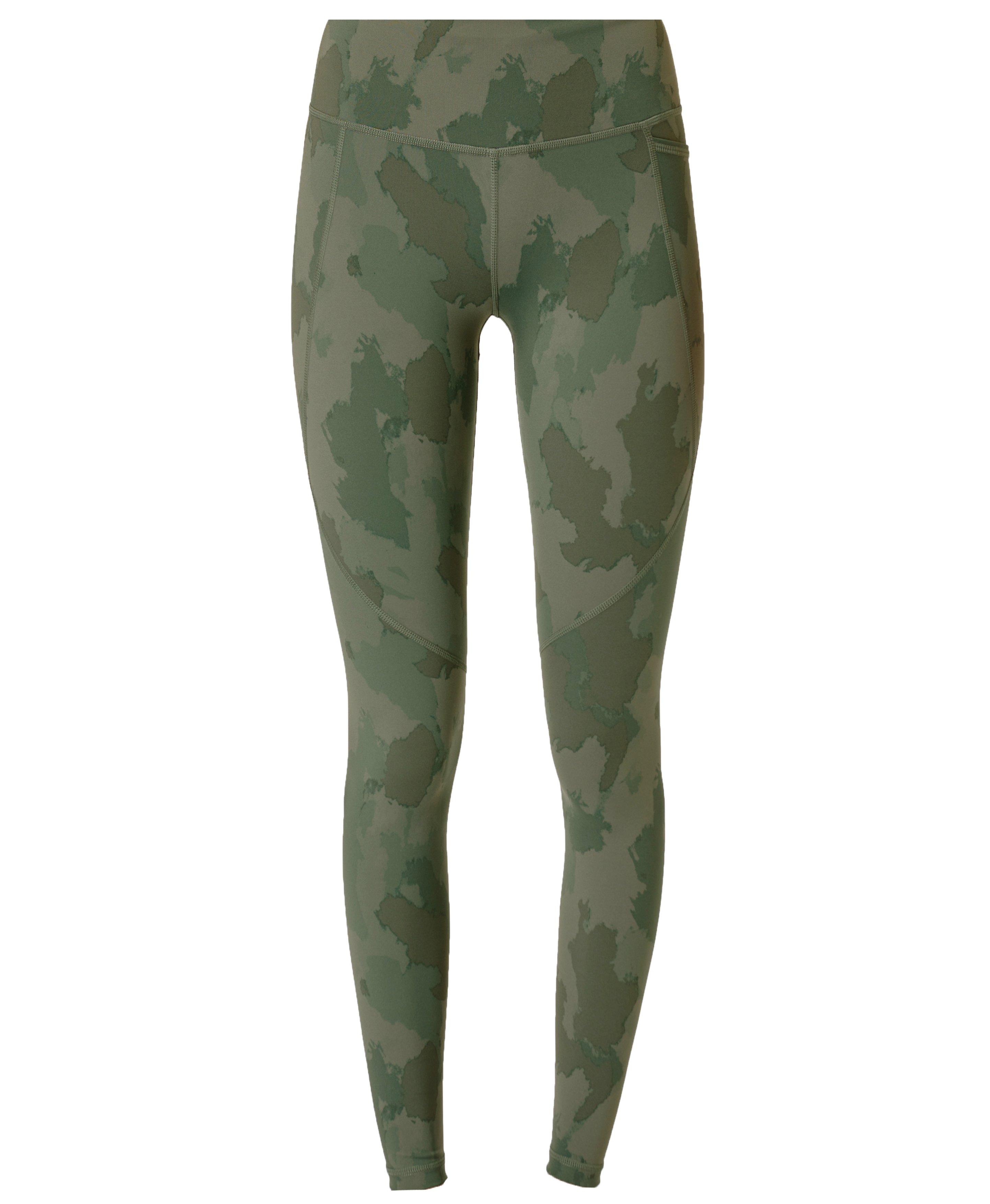 Power Workout Leggings - Green Painted Camo Print