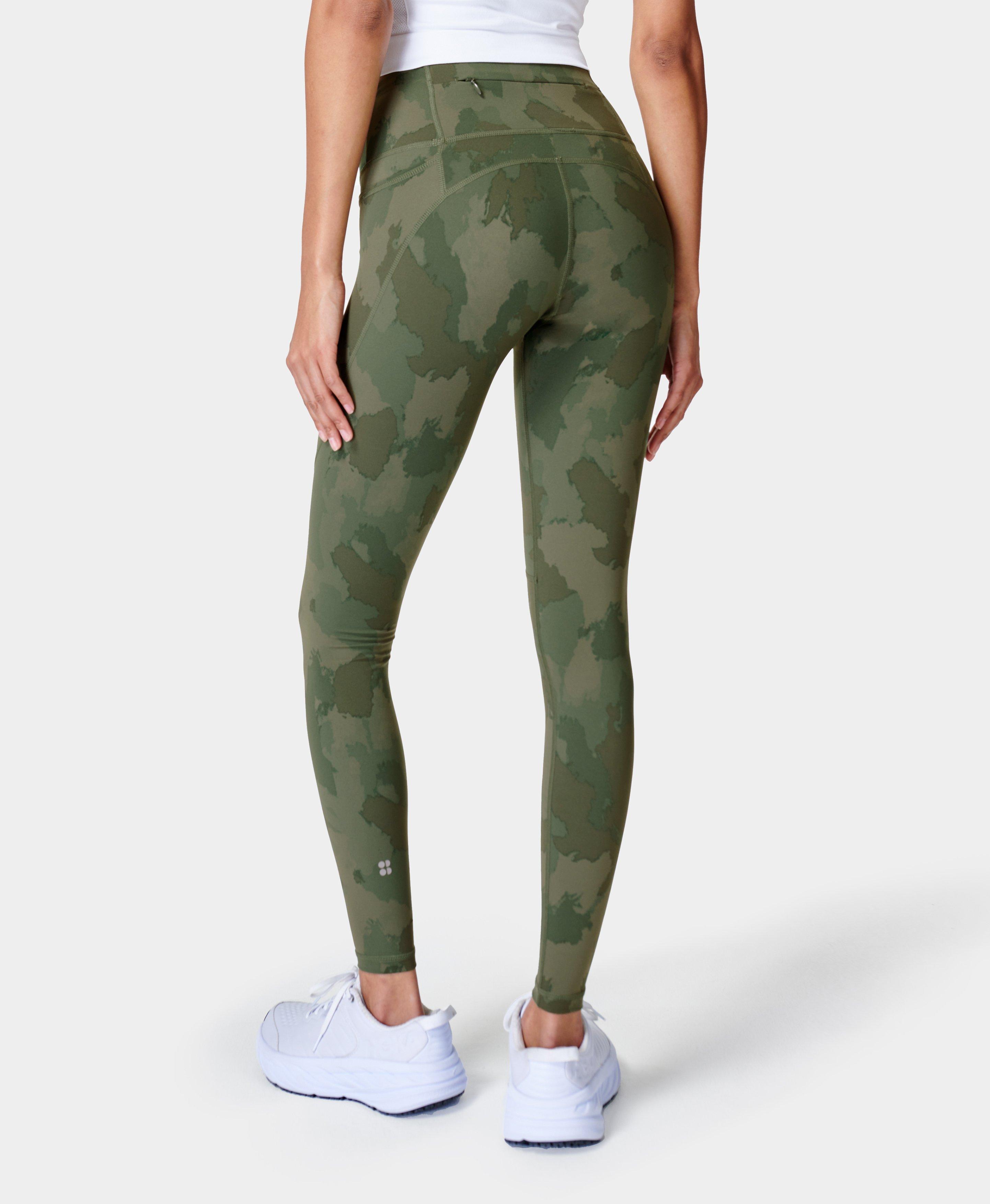 Power 7/8 Gym Leggings - Green Painted Camo Print