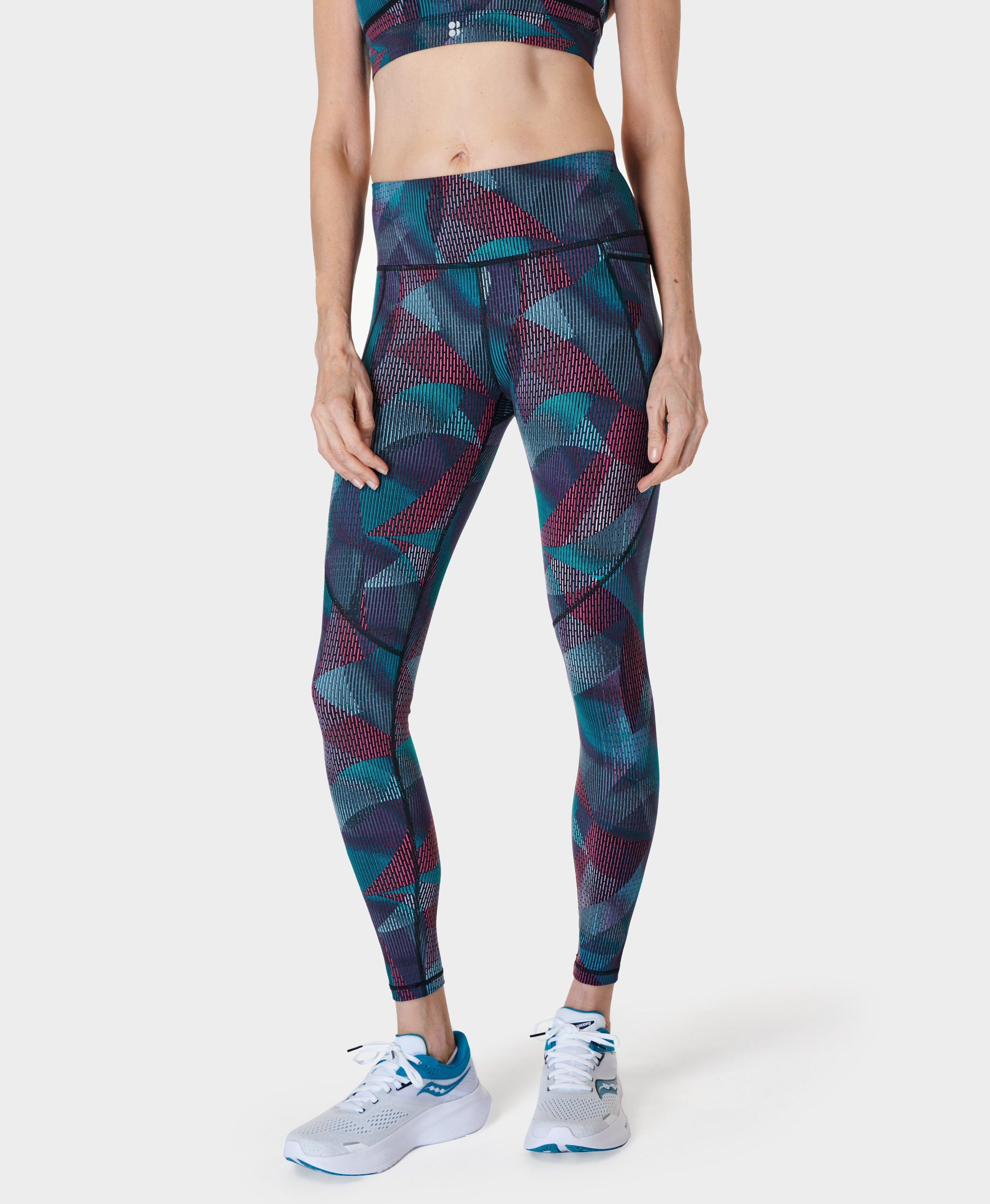 Power Workout Leggings - Grey Gradient Shapes Print