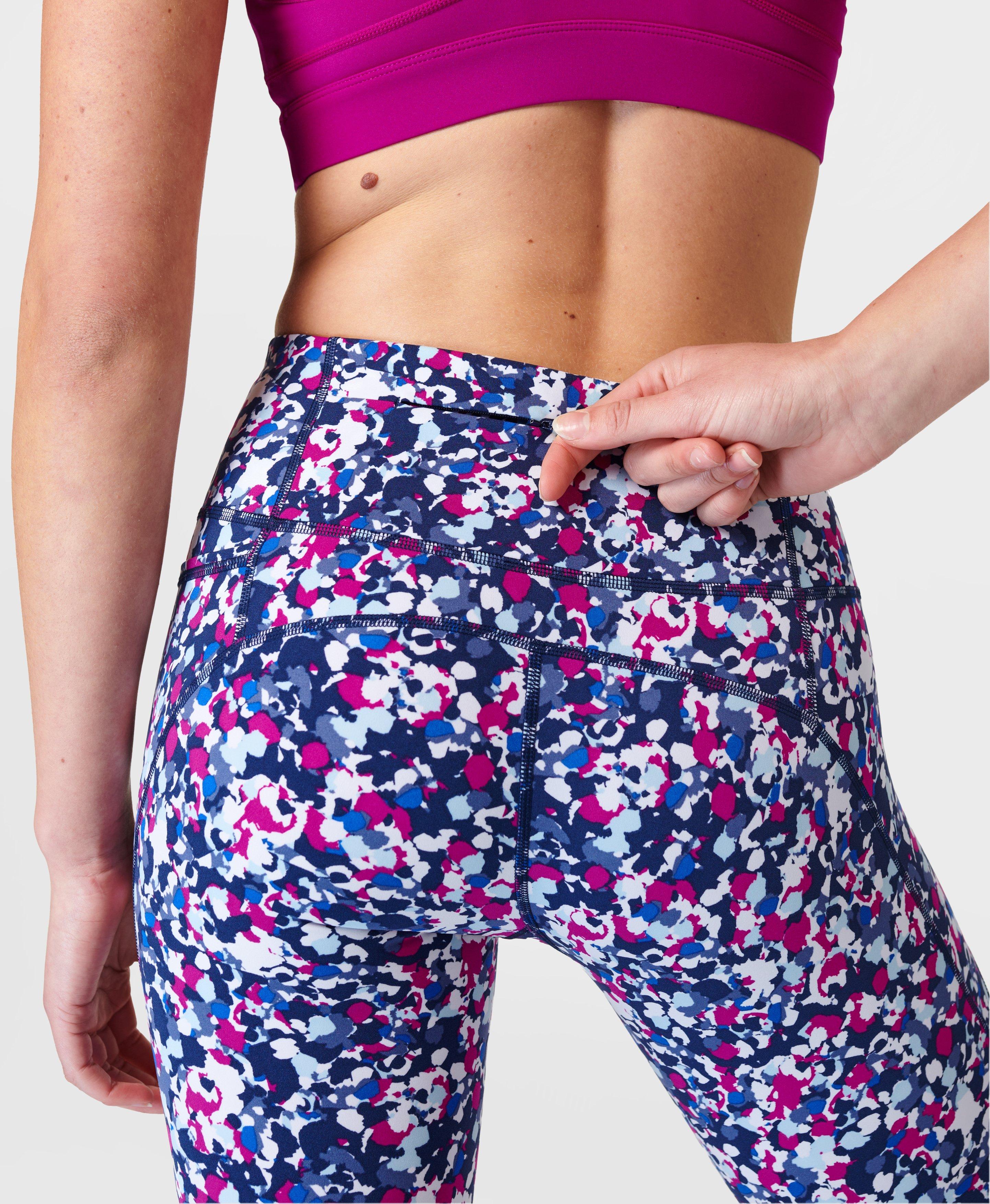 Power 7/8 Workout Leggings - Magenta Purple Dab Print, Women's Leggings