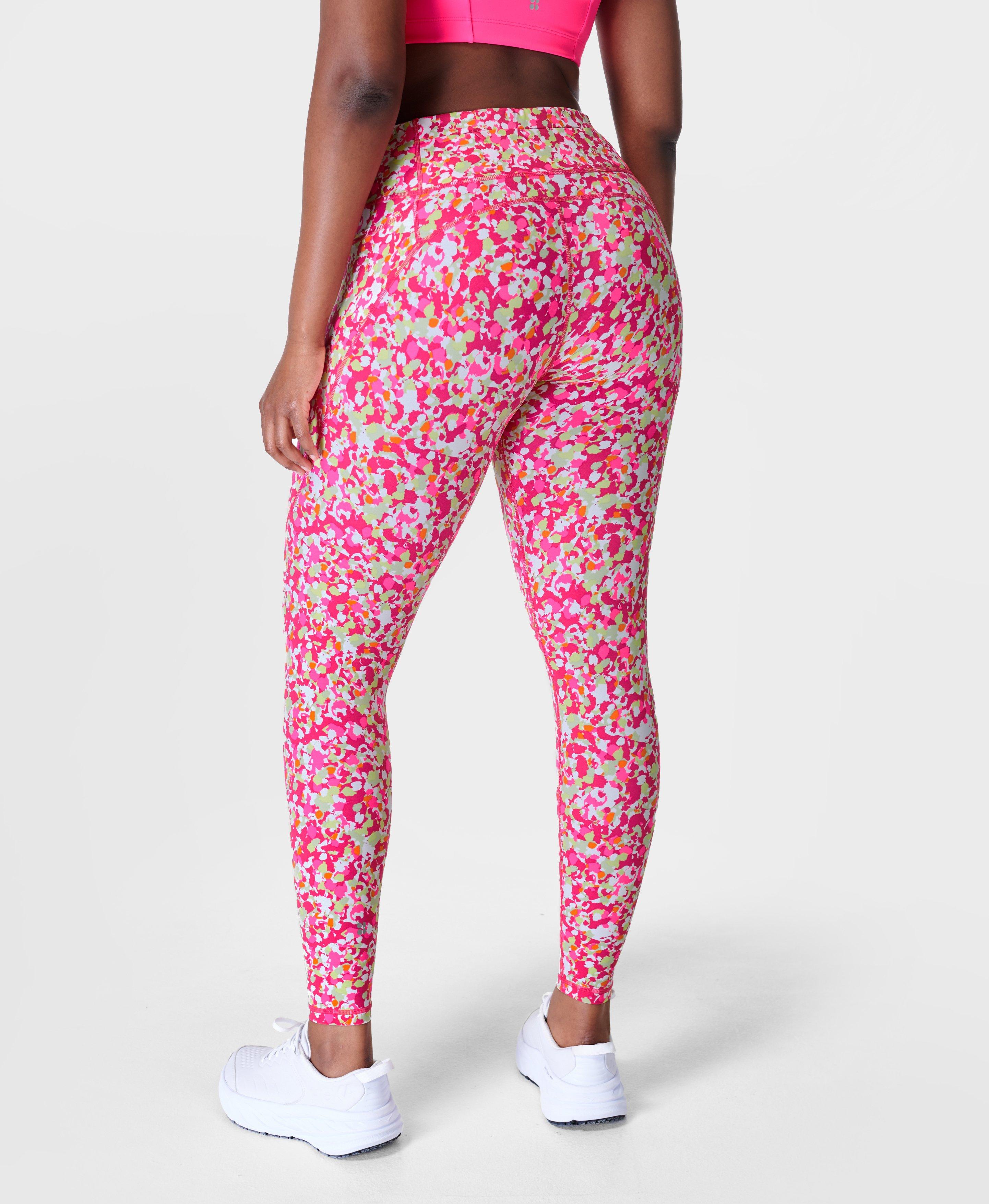 Power 7/8 Workout Leggings - Pink Floral Animal Print, Women's Leggings