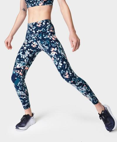 Power 7/8 Workout Leggings , Pink Floral Collage Print | Sweaty Betty