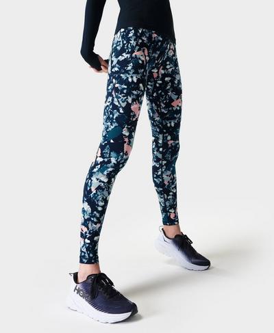 Power Workout Leggings , Pink Floral Collage Print | Sweaty Betty