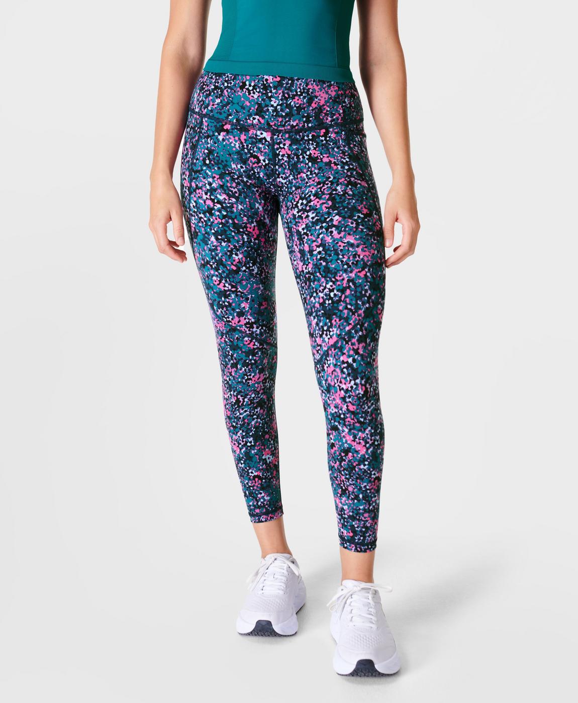 Power 7/8 Gym Leggings - Pink Scattered Petal Print | Sweaty Power 7/8 Gym Leggings - Pink Scattered Petal Print | Sweaty