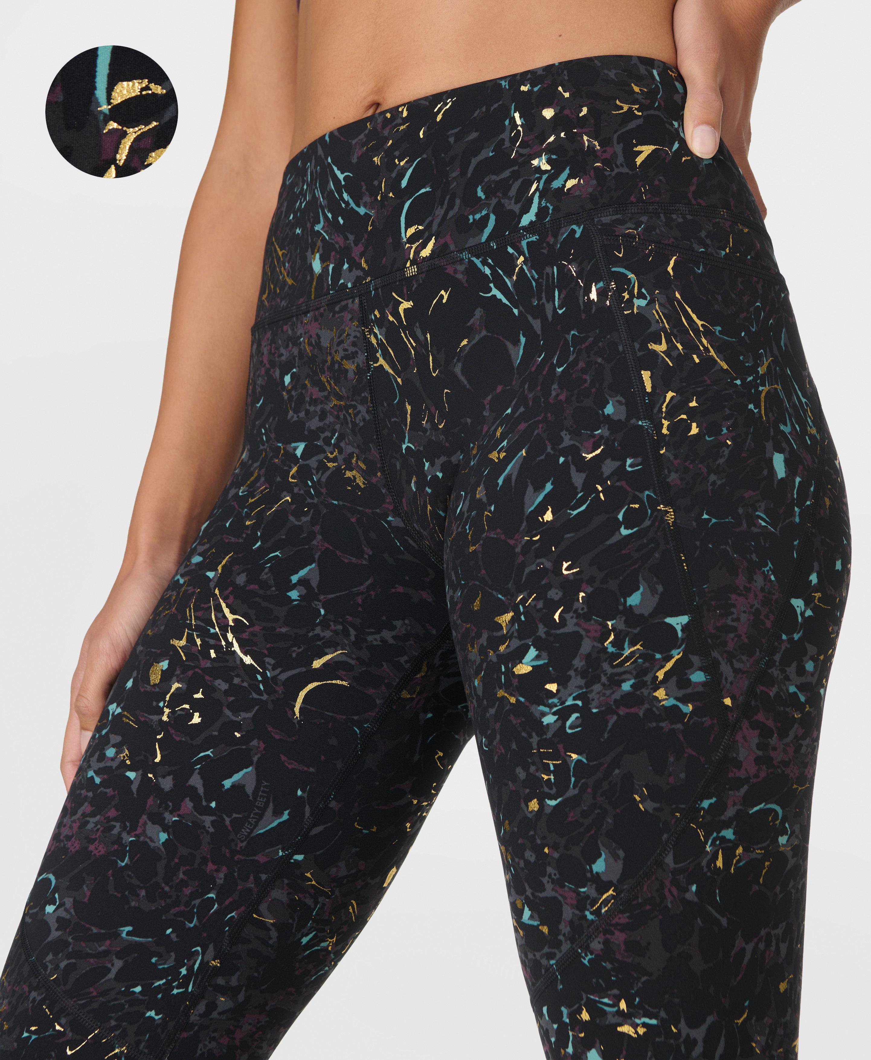 Sweaty Betty Power Foil 7/8 Gym Leggings, Black, Women's L