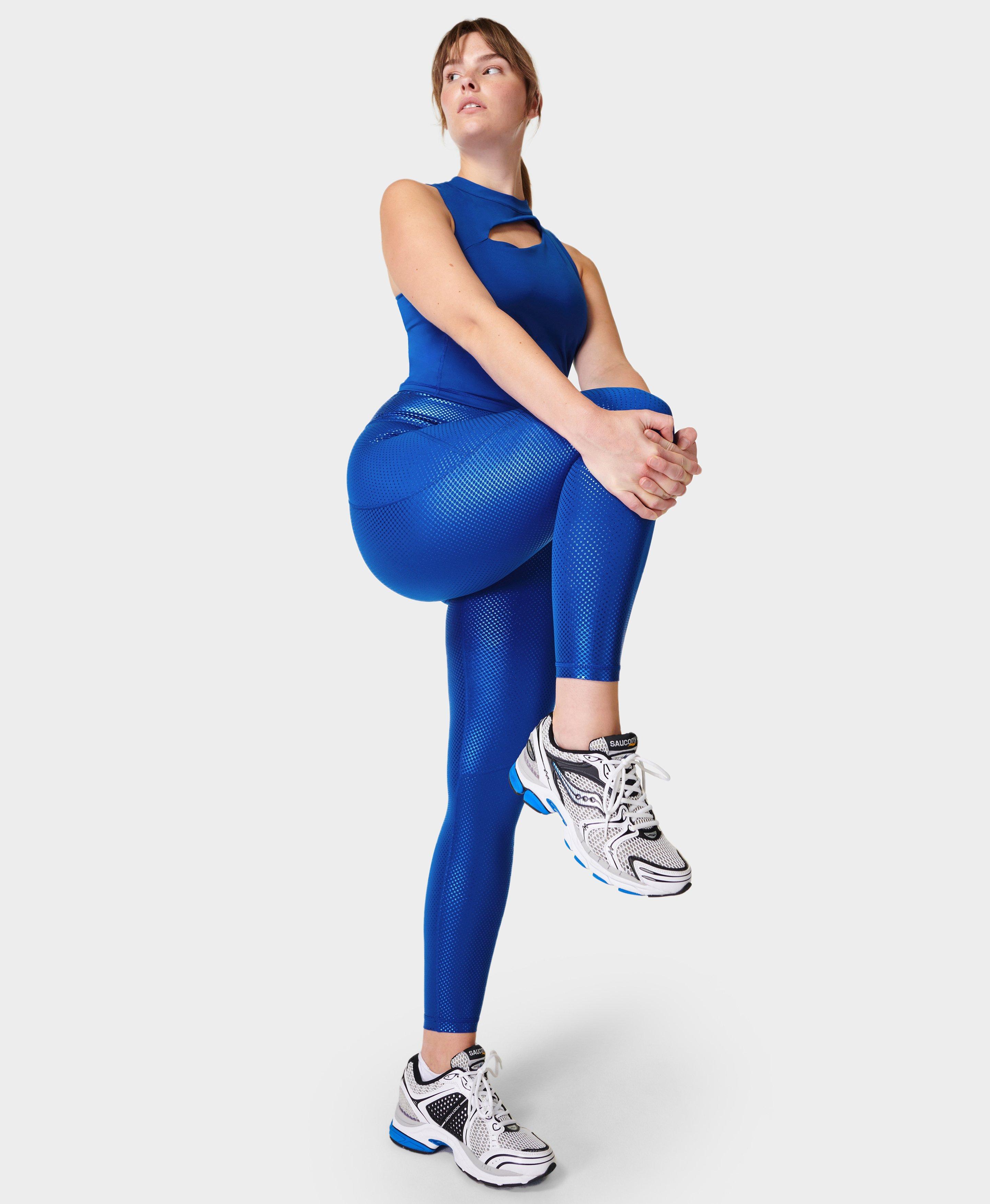 Power 7/8 Workout Leggings - Blue Liquid Storm Print