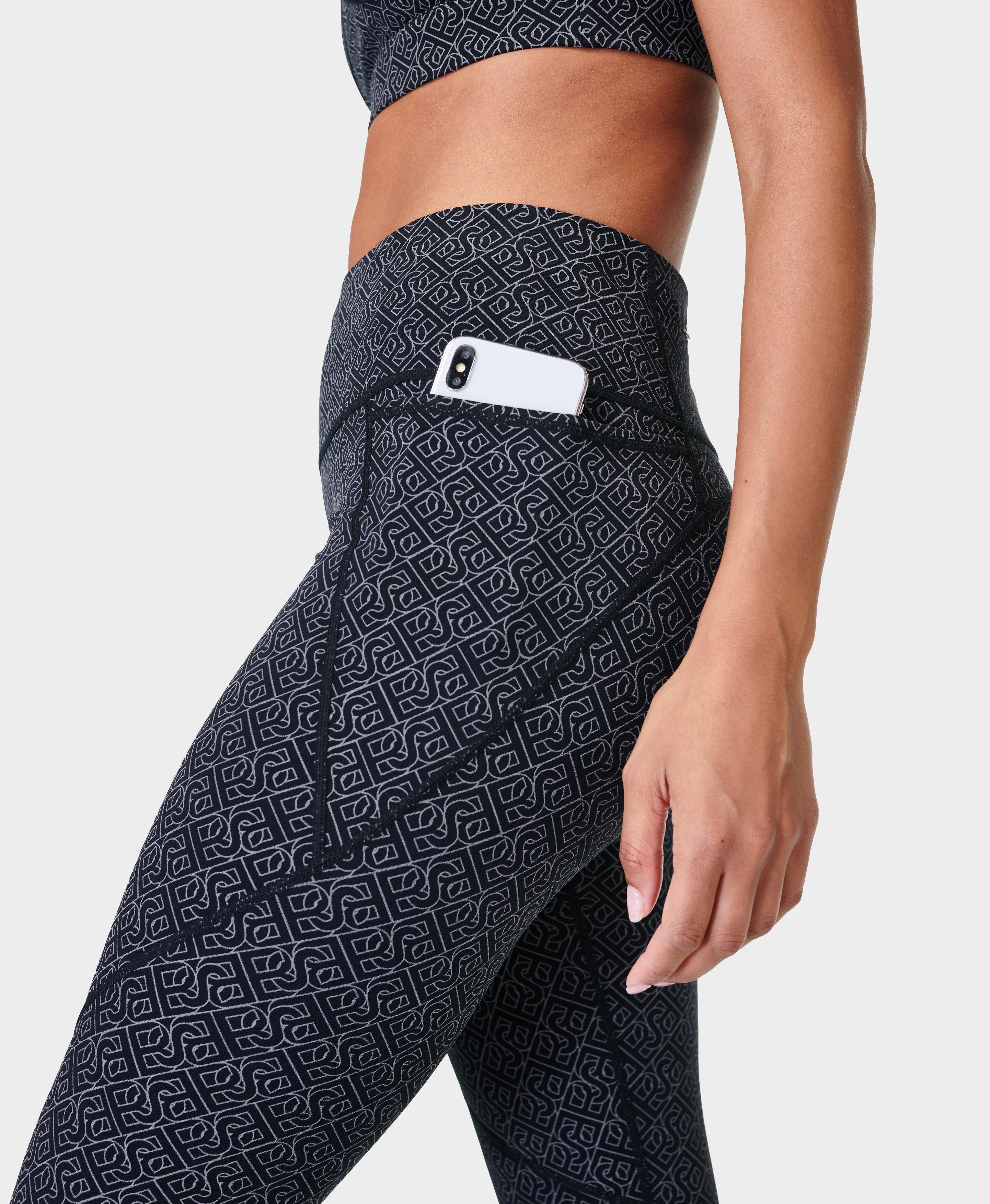 Power Reflective Gym Leggings - Black Chain Reflective Print