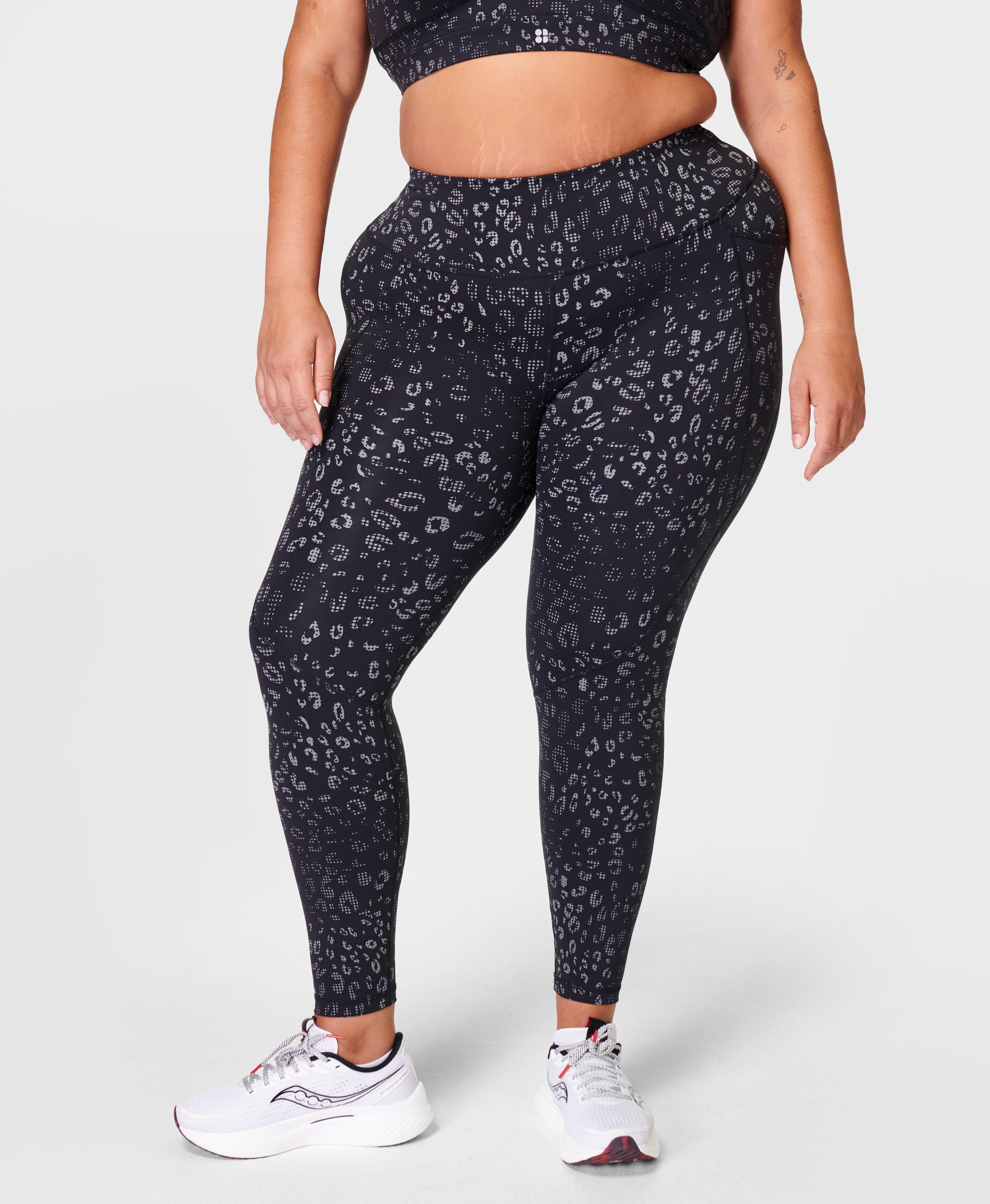 Power Reflective 7/8 Gym Leggings - Black Reflective Leopard Print