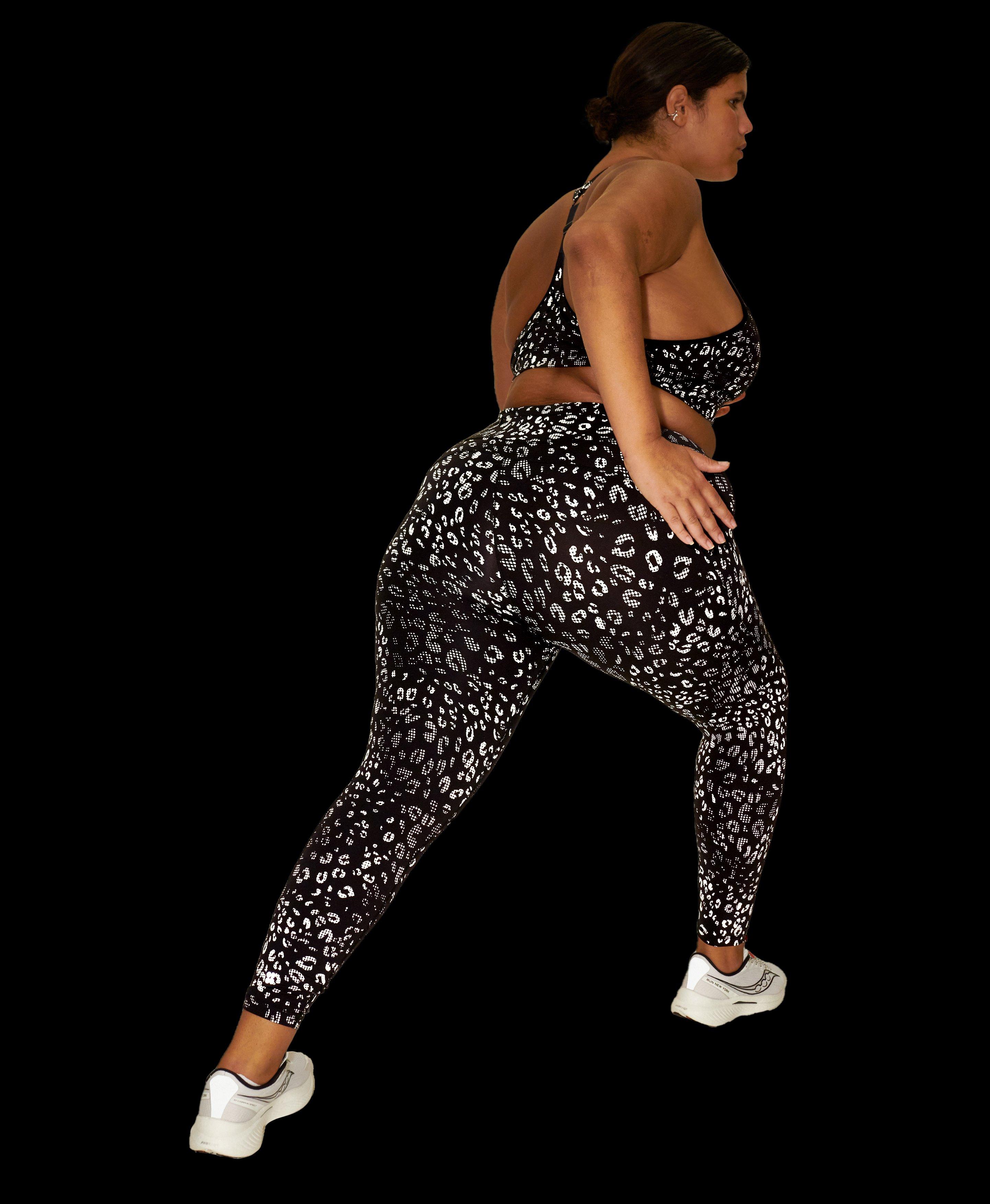 Power Reflective 7/8 Workout Leggings - Black Reflective Leopard Print, Women's Leggings