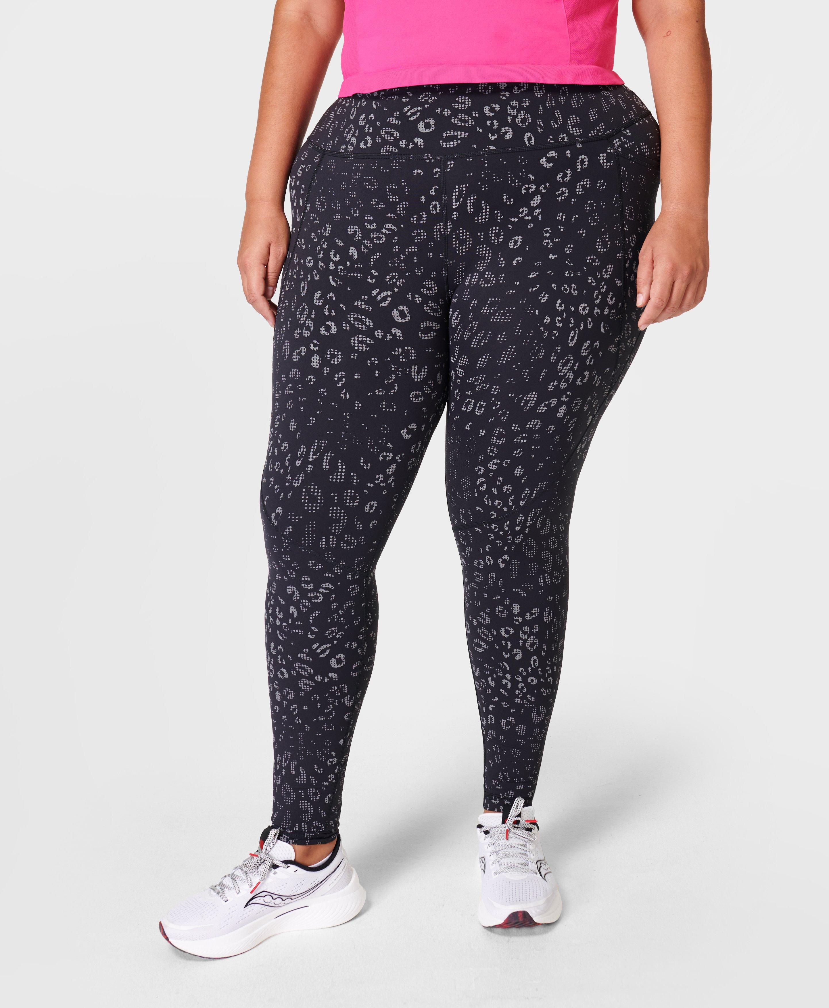 Power Reflective Gym Leggings - Black Reflective Leopard Print