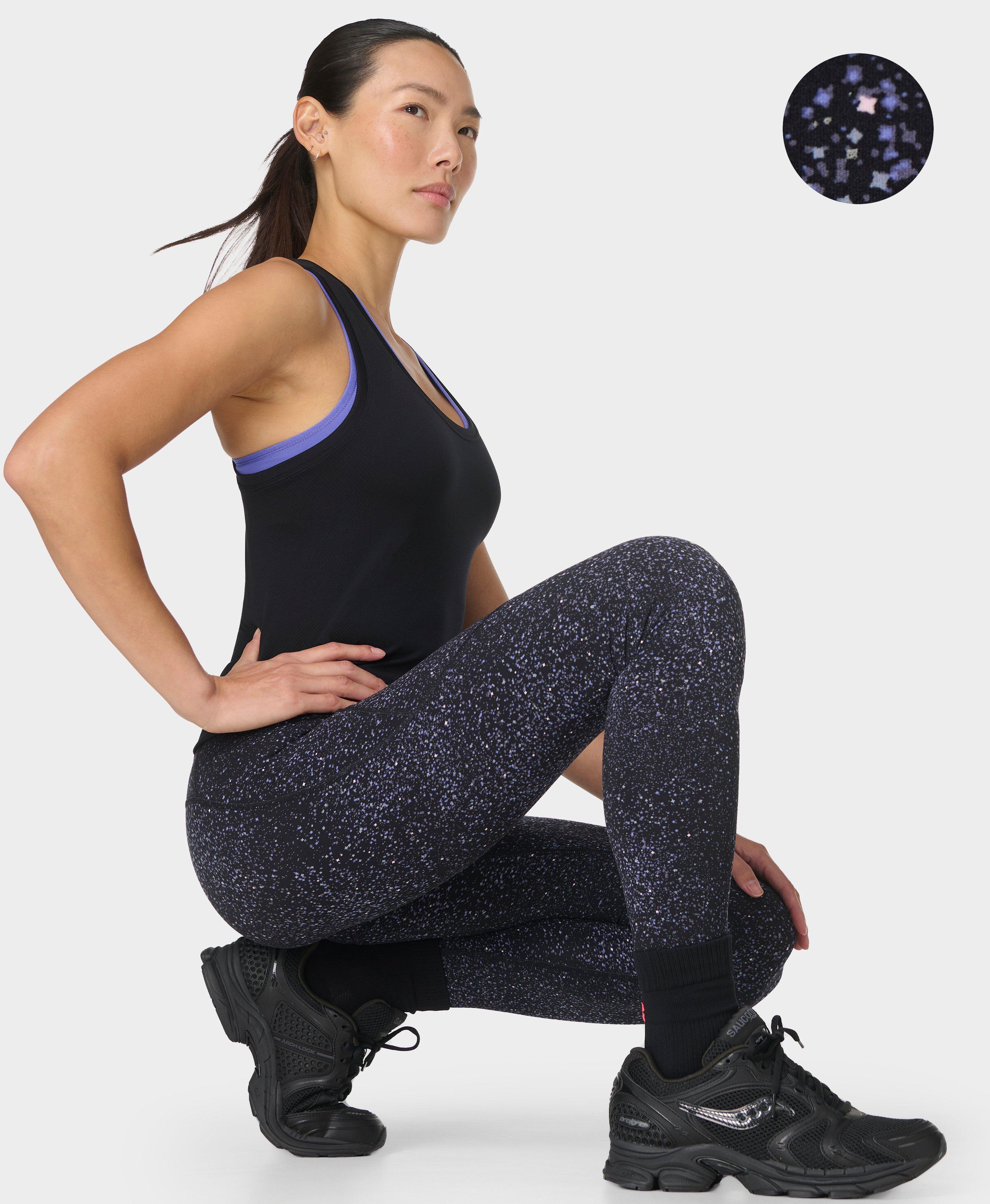 Power Reflective Workout Leggings Black Star Reflective Print - Main Image