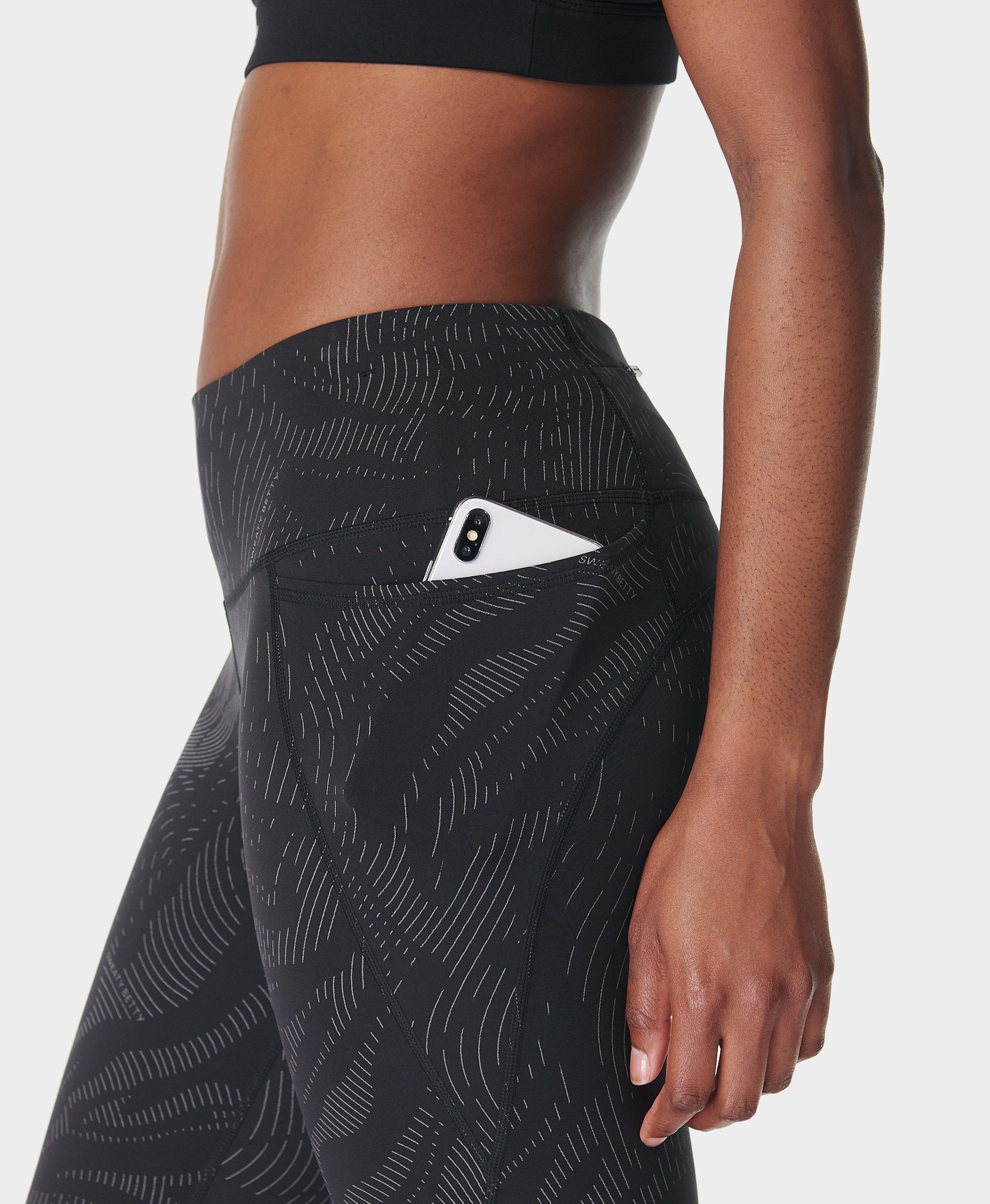 Power Reflective Gym Leggings Black Wavey Reflective Print Women s Leggings Sweaty Betty