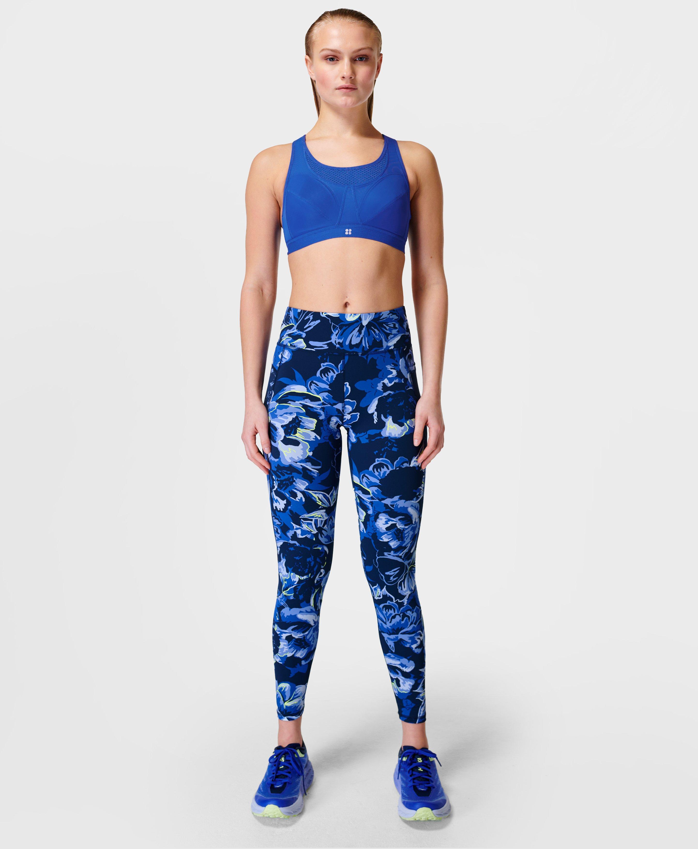 Zero Gravity High-Waisted Running Tight - Blue Ornate Floral Print, Women's Leggings