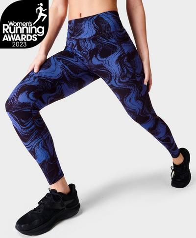 Zero Gravity High-Waisted Running Leggings, Blue Ripple Print | Sweaty Betty