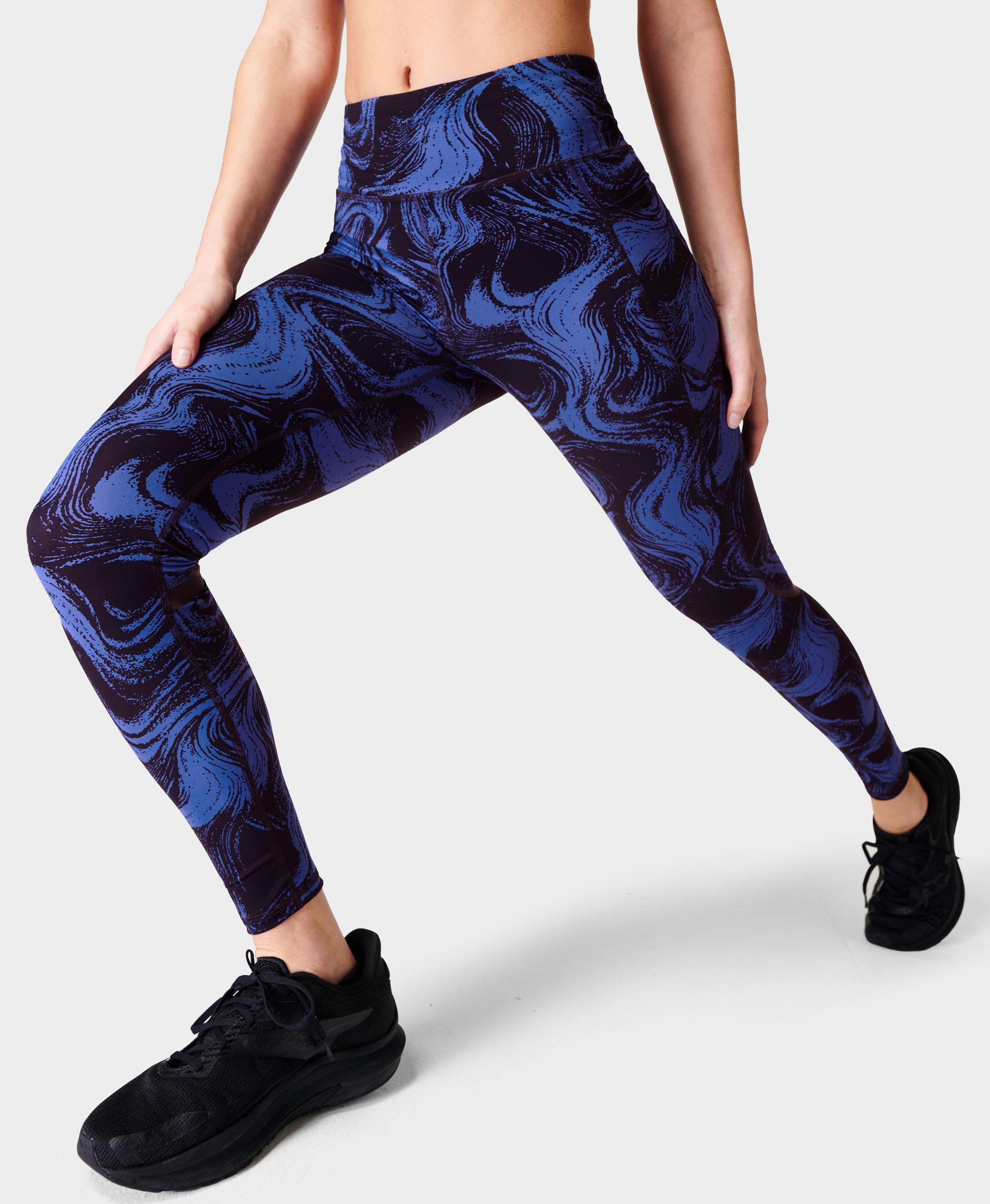 High-Waisted Elevate Side-Pocket Mesh-Trim Compression Leggings