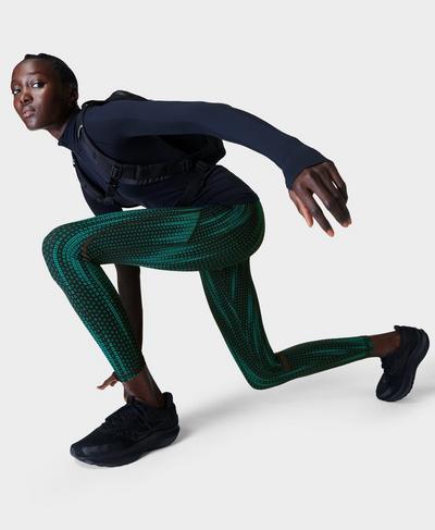 Zero Gravity High-Waisted 7/8 Running Leggings, Green SB Fade Print | Sweaty Betty