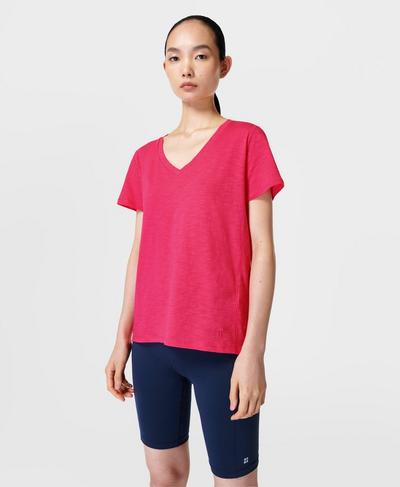 Refresh V-Neck T-Shirt, Glow Pink | Sweaty Betty