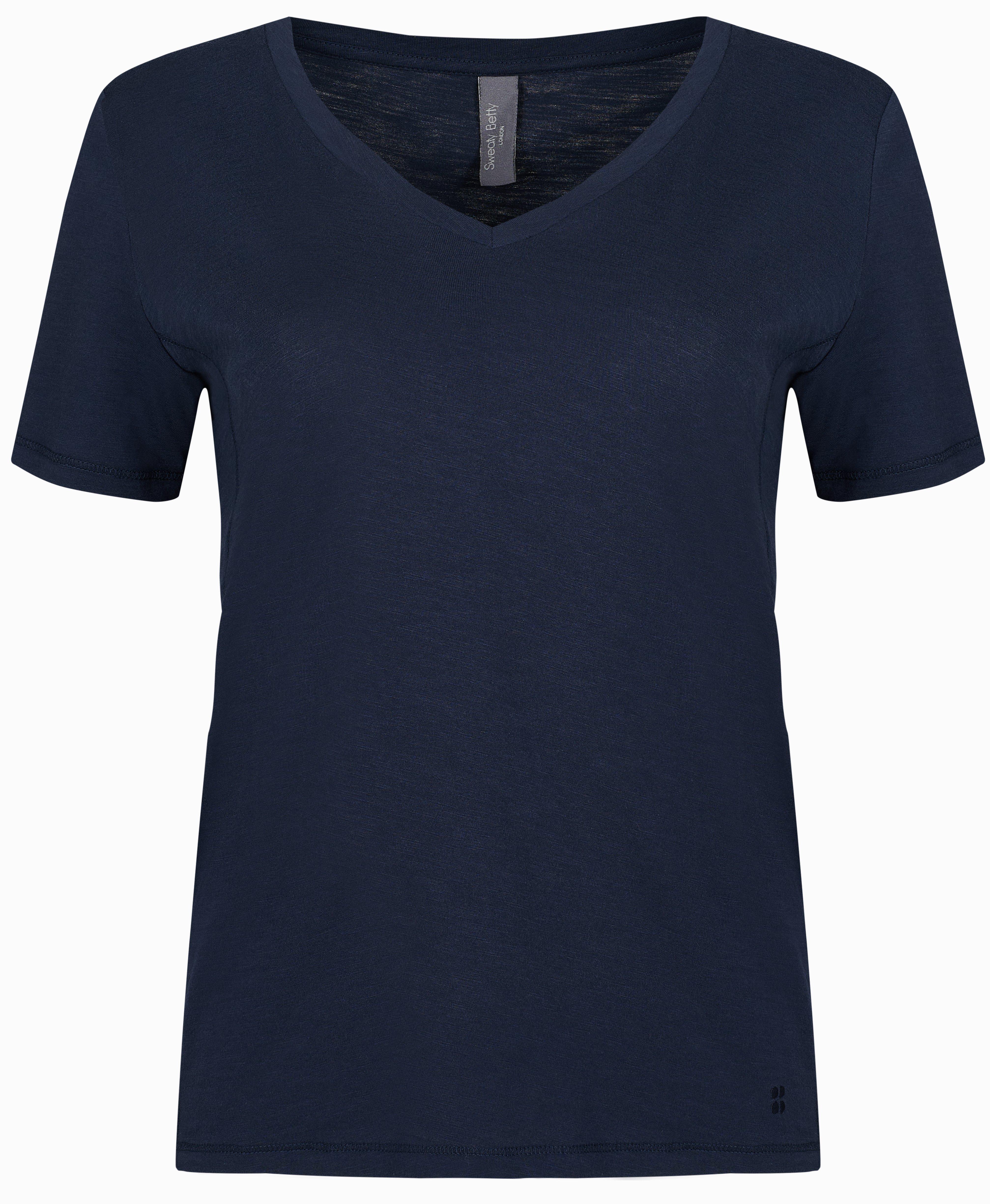 Blue v neck hot sale shirt