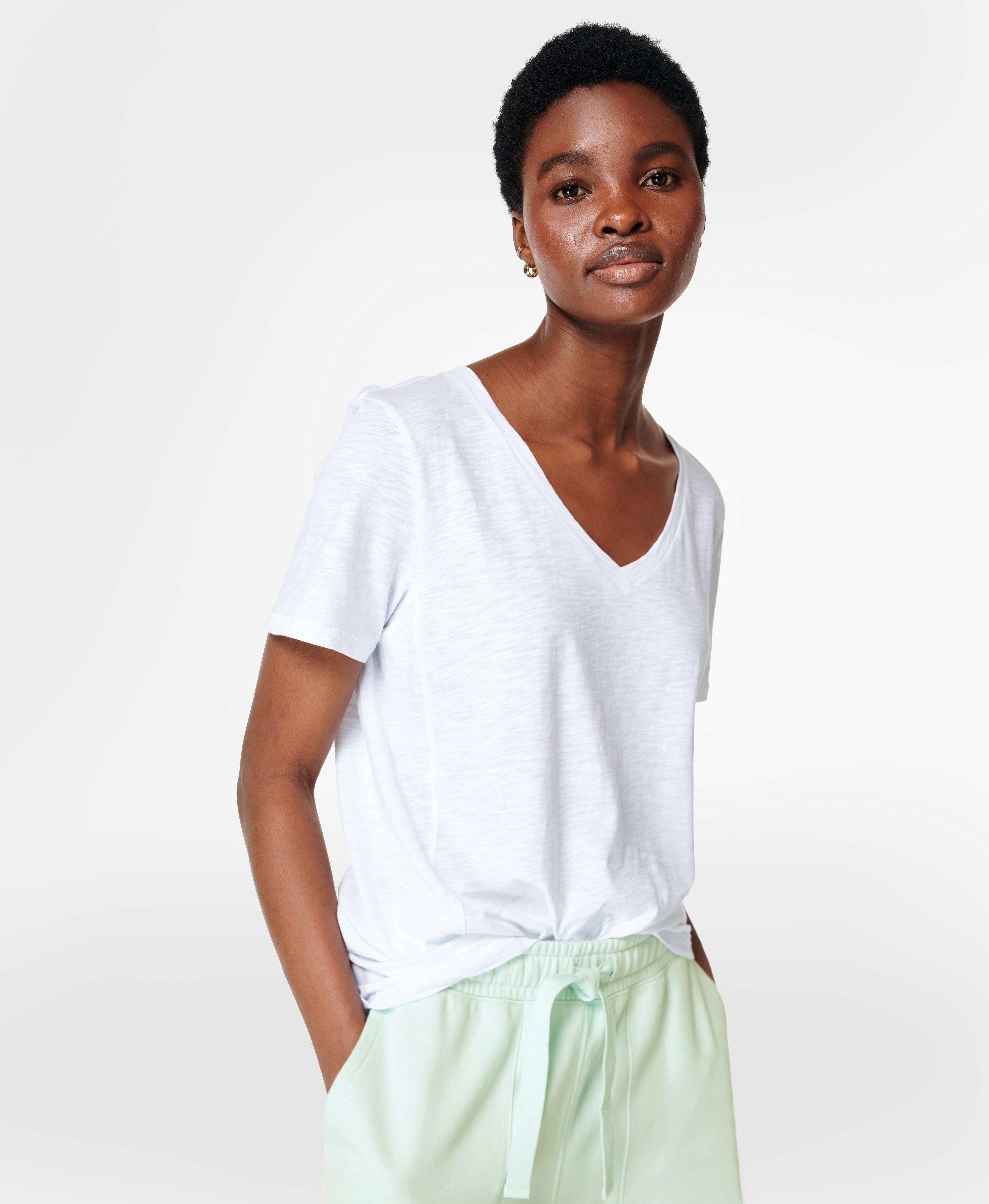 Refresh V-Neck Tee, White | Sweaty Betty