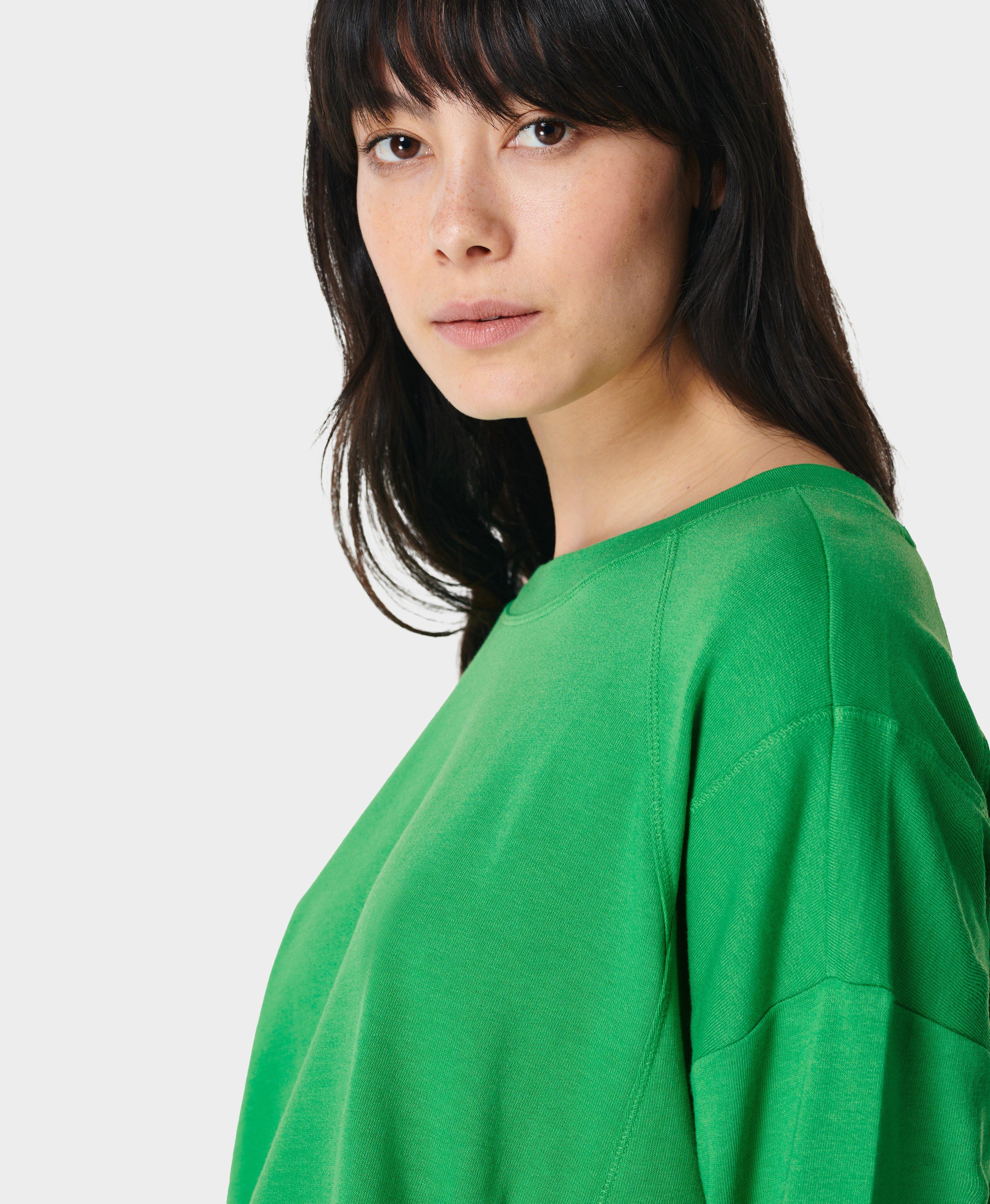 Green crop online sweatshirt