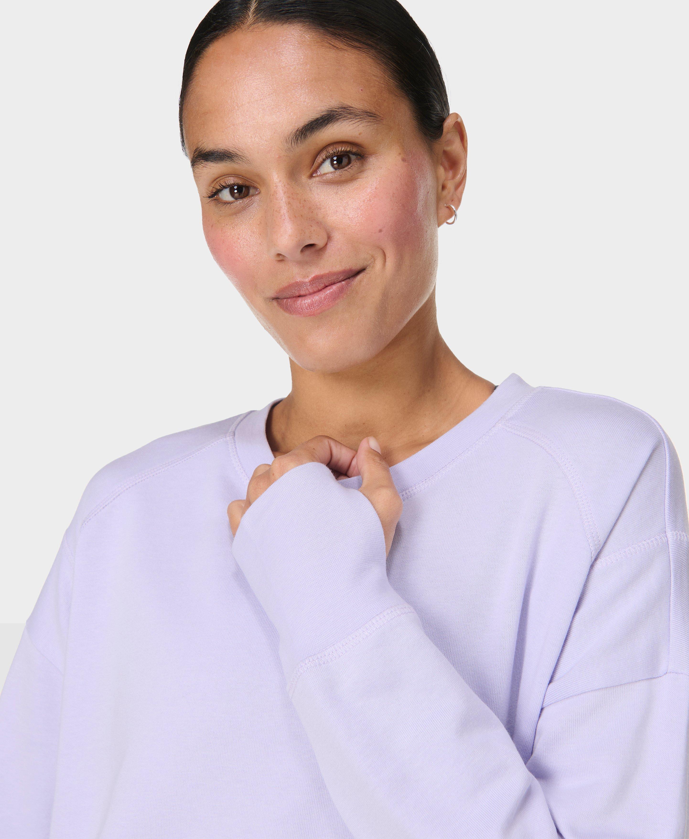 Sweaty Betty After Class Crop Sweatshirt, Purple, Women's L