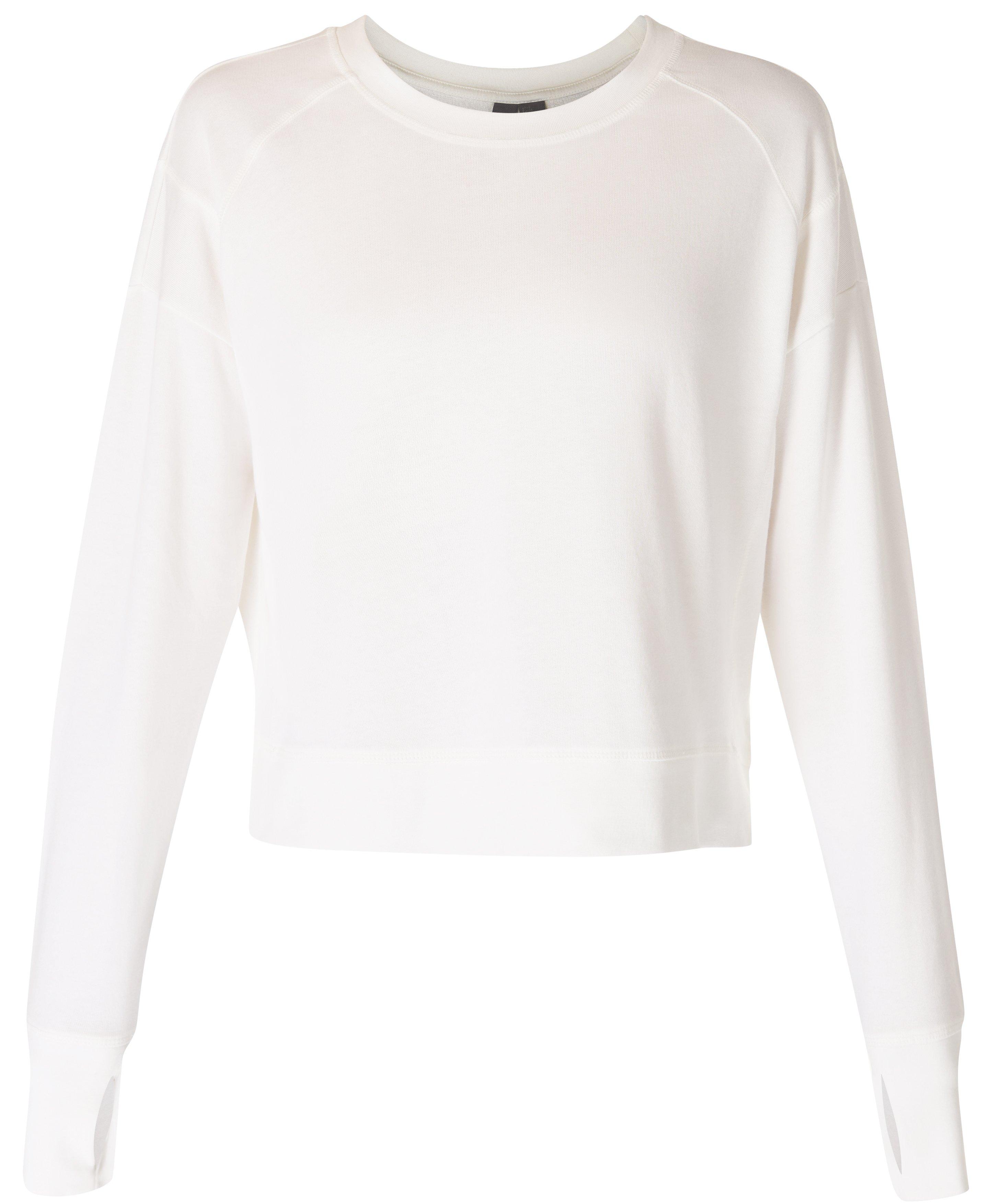 Cropped white crew neck sweatshirt sale