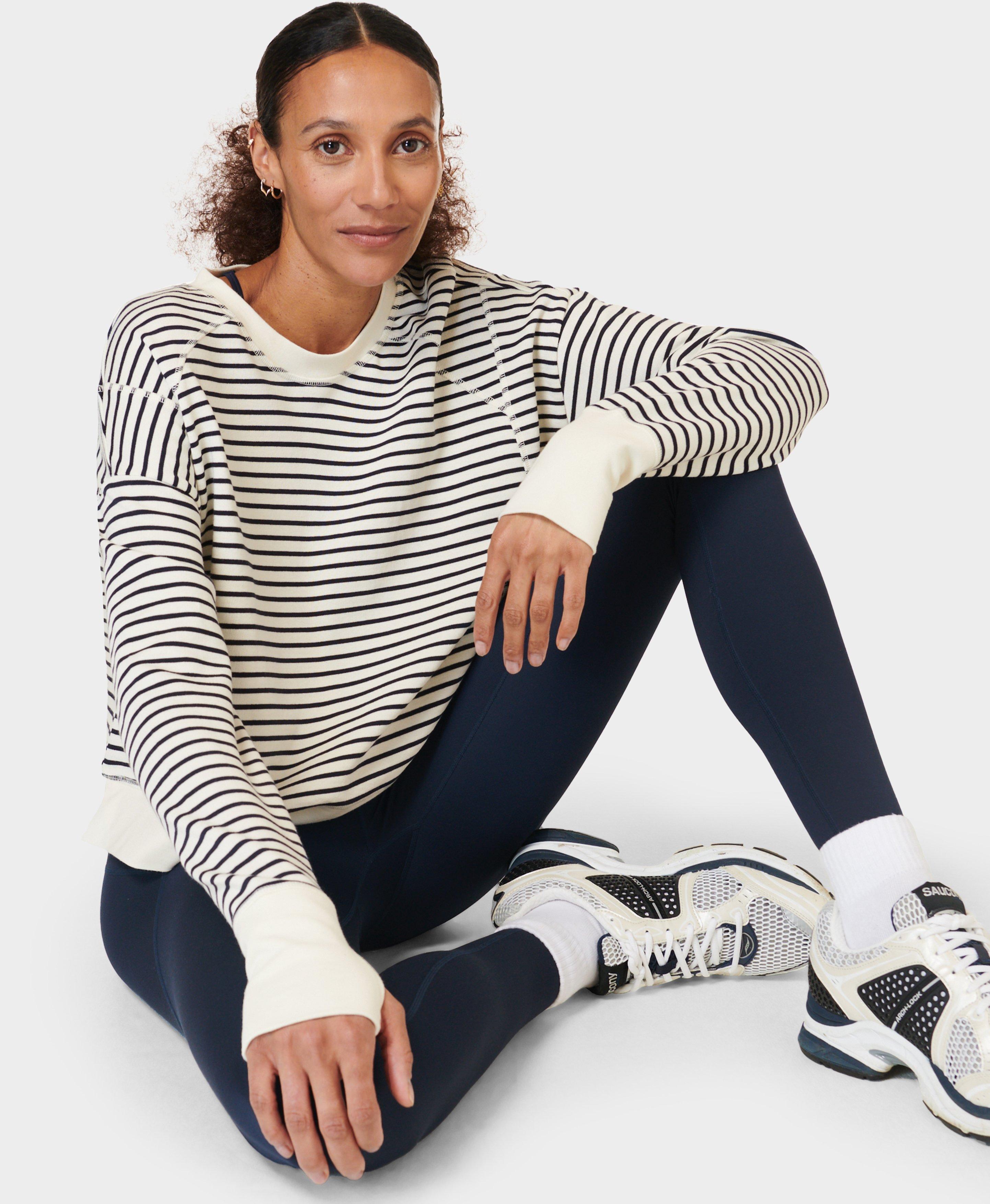 After Class Crop Sweatshirt - Lily White Stripe | Women's Jumpers ...