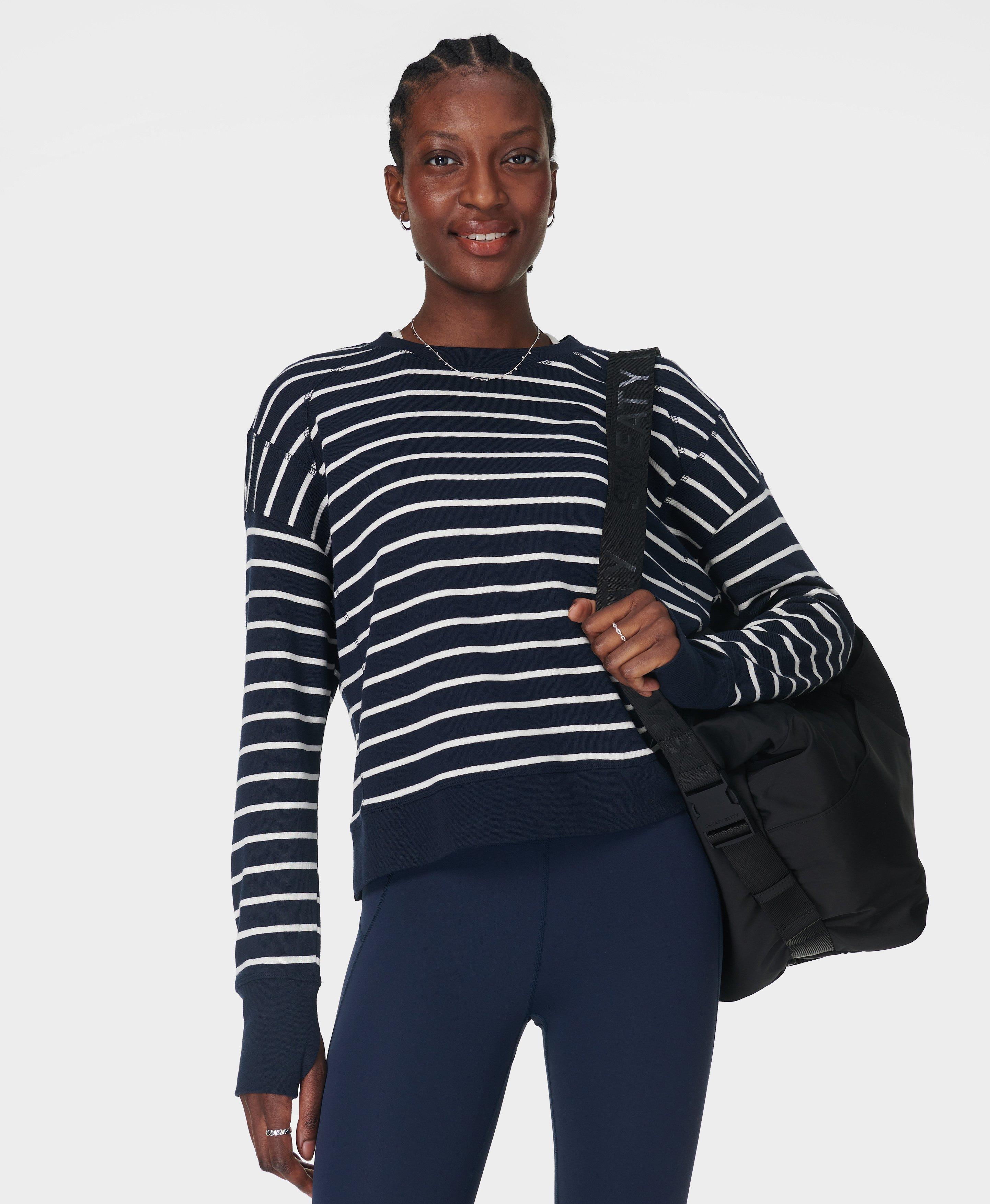 After Class Crop Sweatshirt - Navy White Stripe | Women's