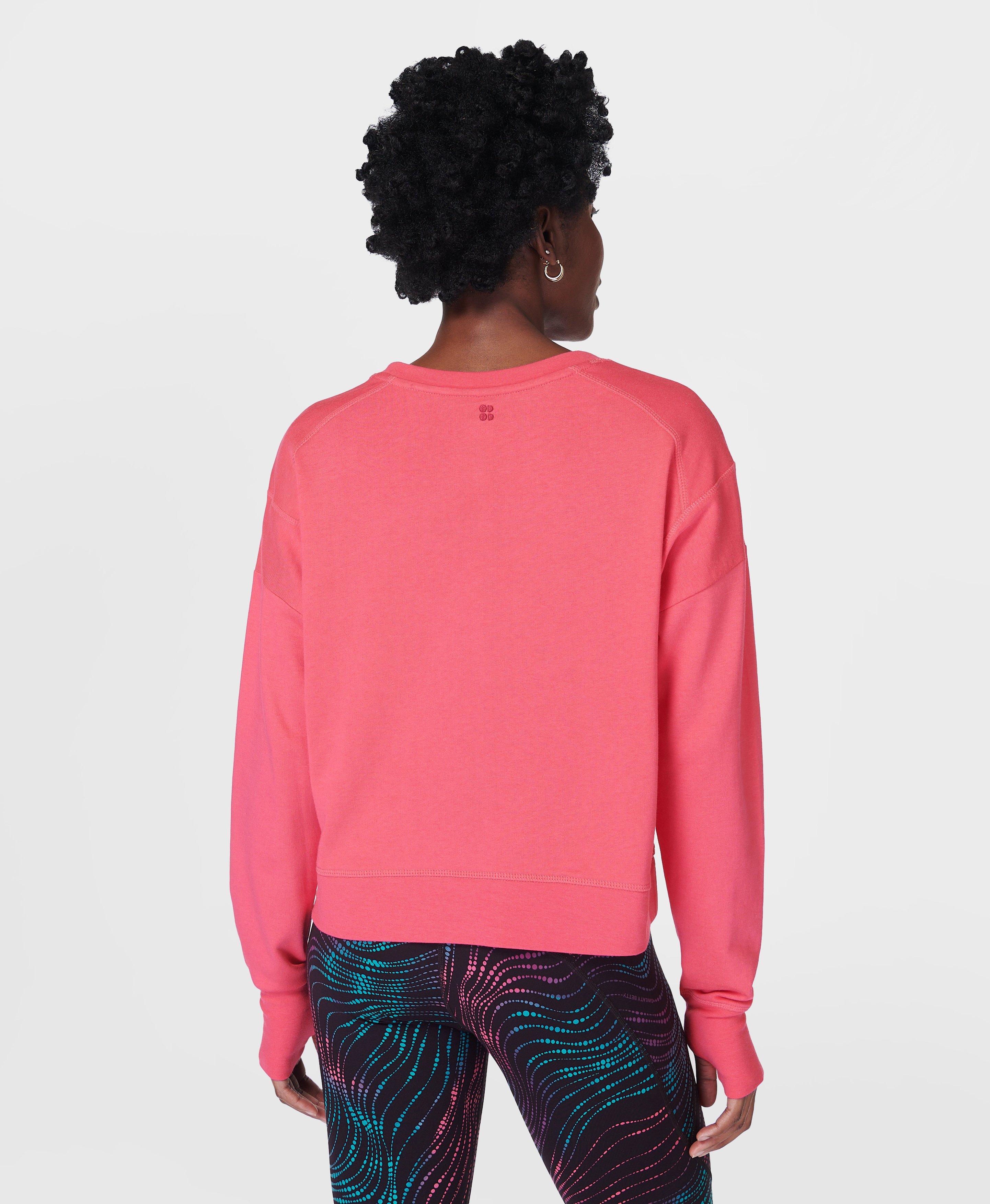 Pink sweatshirt crop top best sale