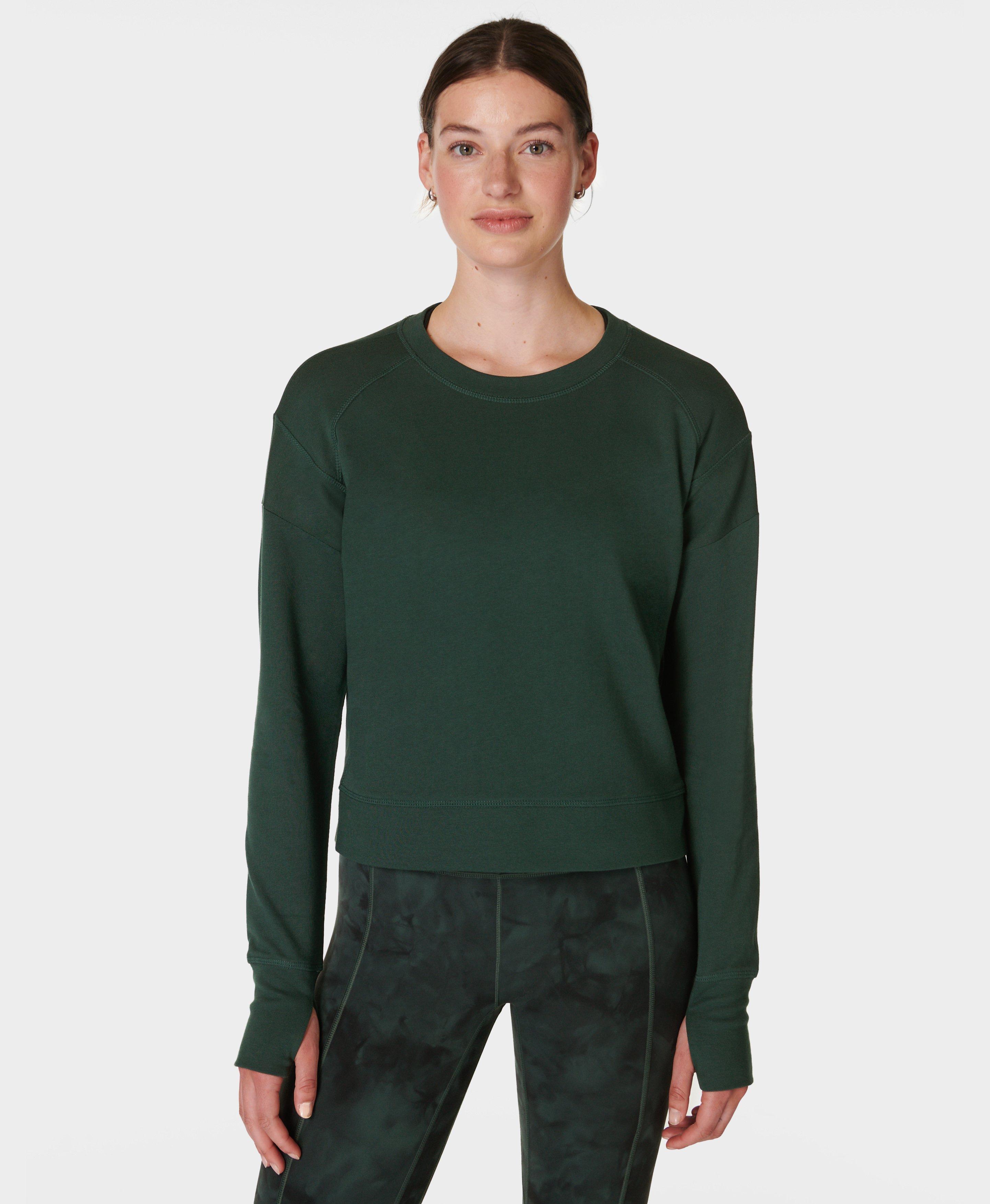 Green crop sweatshirt hotsell