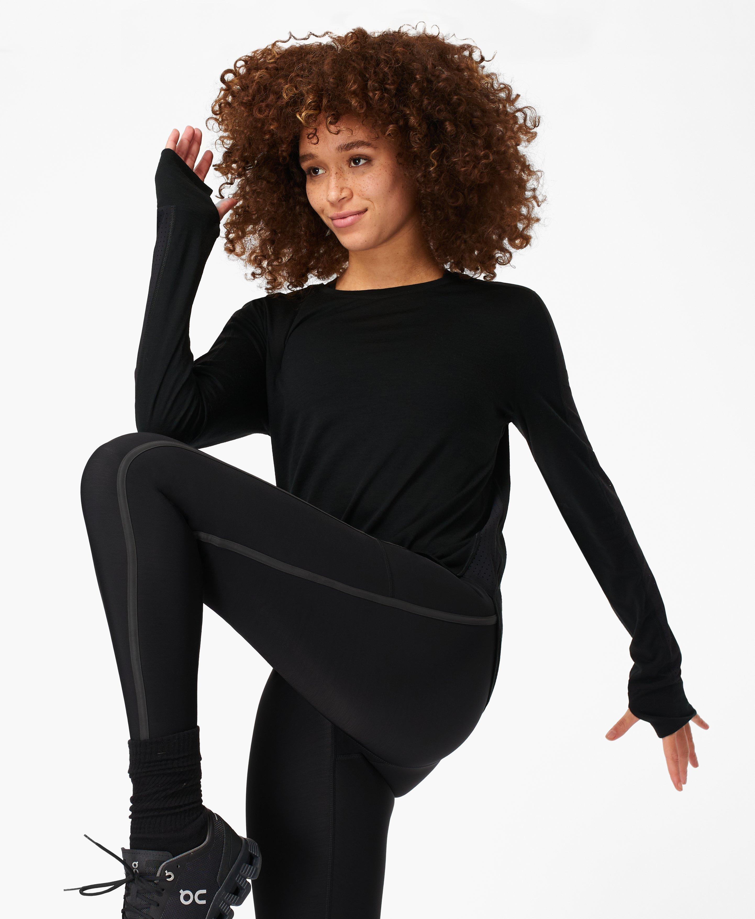 Breeze Merino Long Sleeve Running Top Black Women s Thermal Base Layers Sweaty Betty