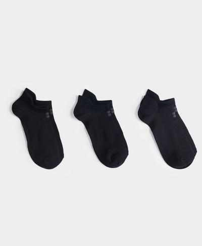 Lightweight Trainer Socks 3 Pack, Black A | Sweaty Betty