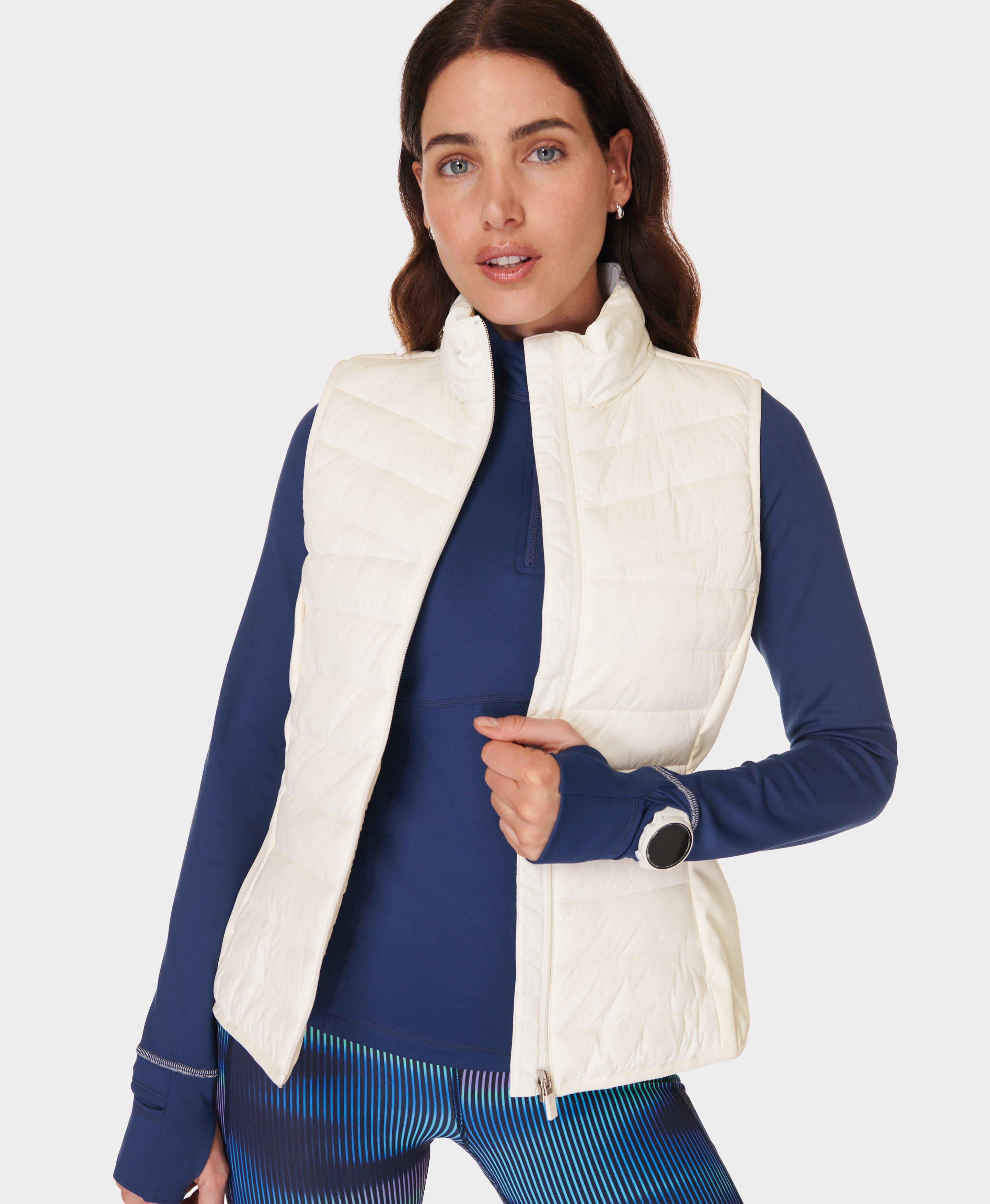 Accelerate Running Gilet Lily White Women s Jackets Coats Sweaty Betty