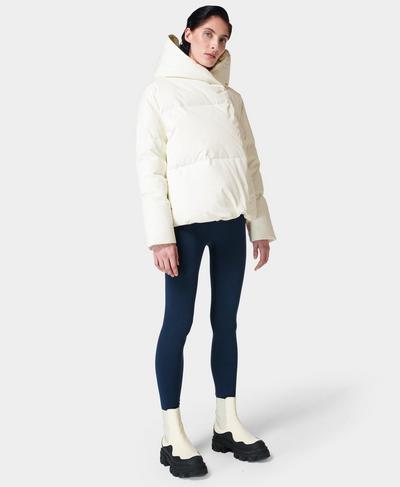 Cocoon Down Wrap Short Jacket, Lily White | Sweaty Betty