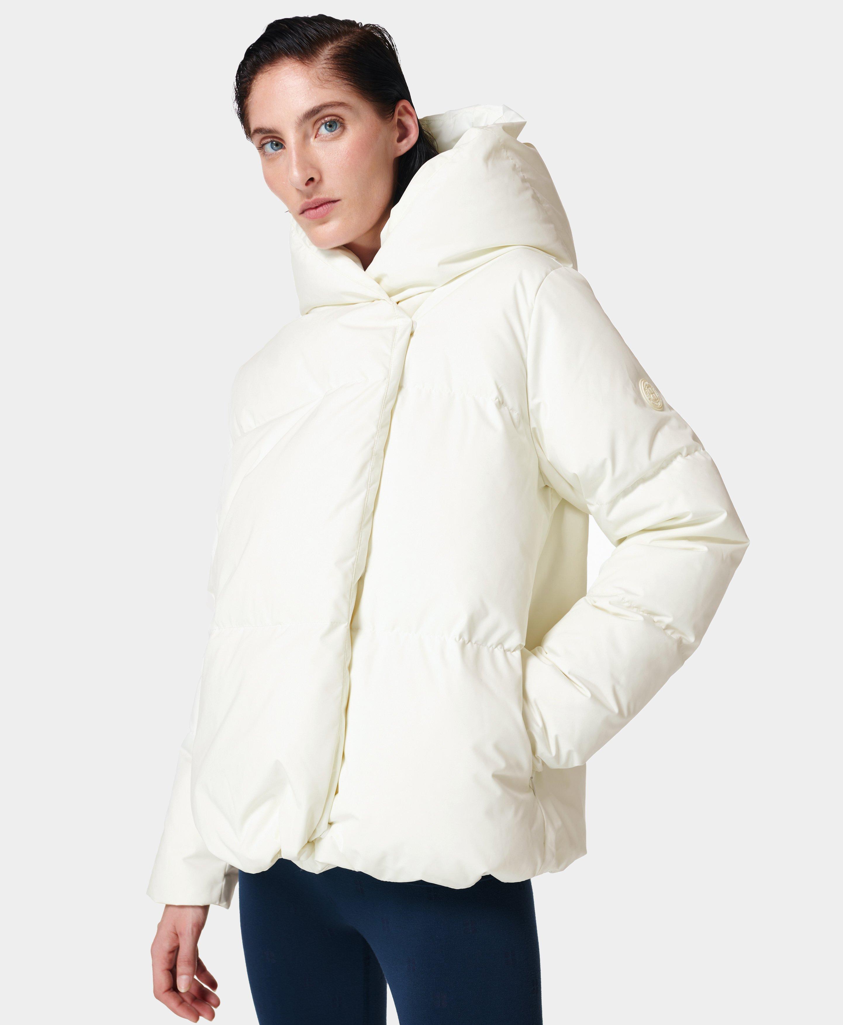 Cocoon Down Wrap Short Jacket- lilywhite | Women's Jackets & Coats