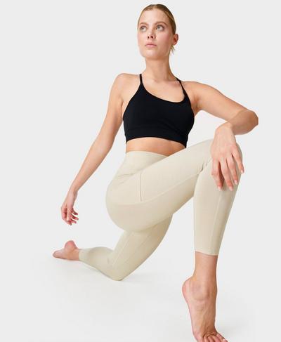 Super Sculpt High-Waisted Zig Zag 7/8 Yoga Leggings, Pebble Beige | Sweaty Betty