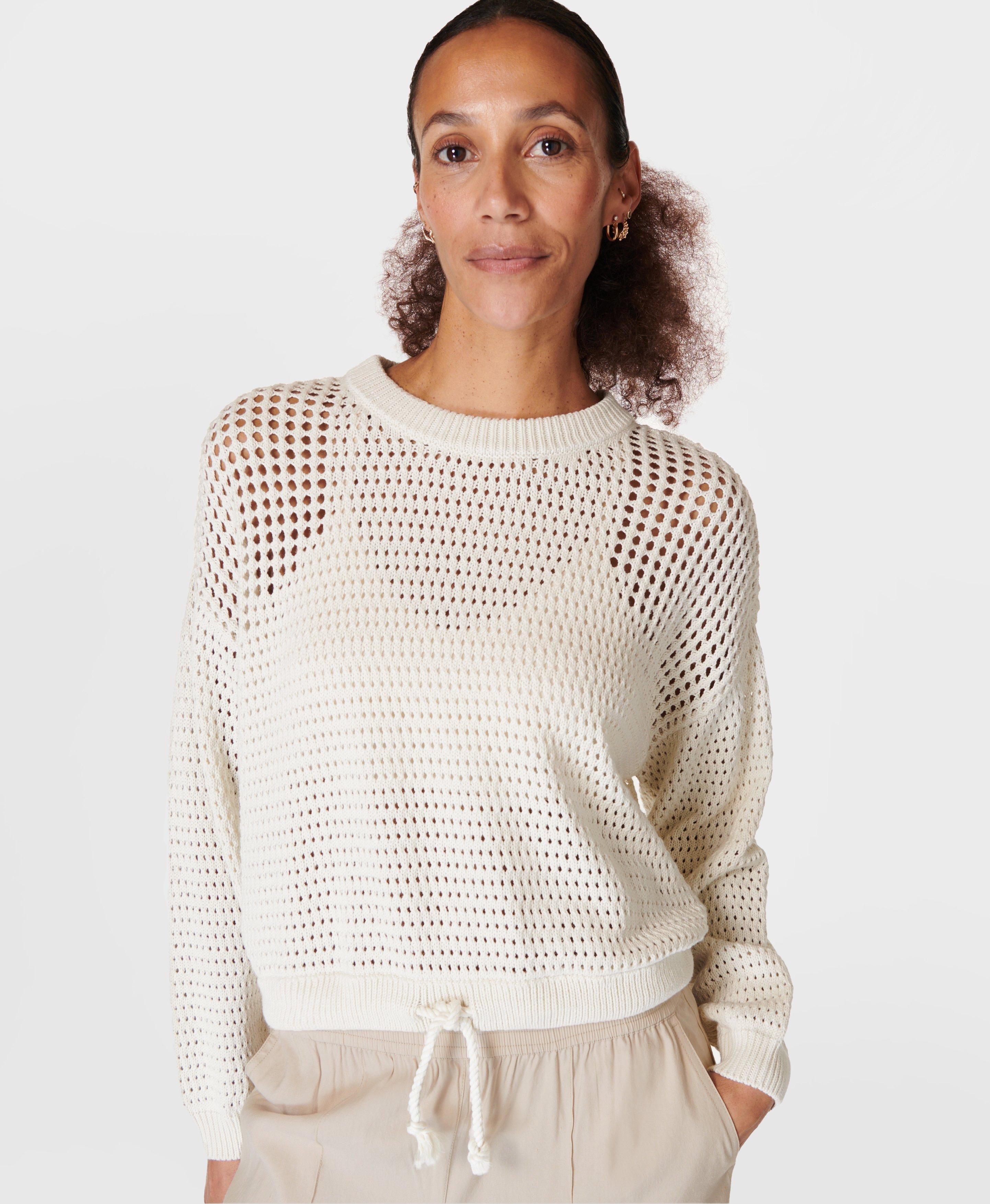 Tides High Open Weave Jumper, Lily White | Sweaty Betty