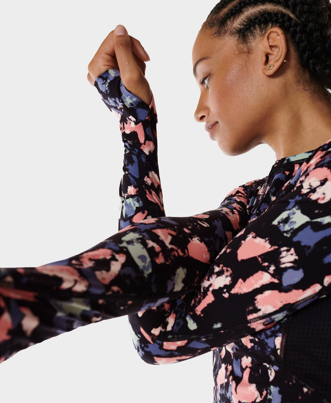 Power Half Zip Gym Top - Pink Texture Camo Print | Women's Power Half Zip Gym Top - Pink Texture Camo Print | Women's