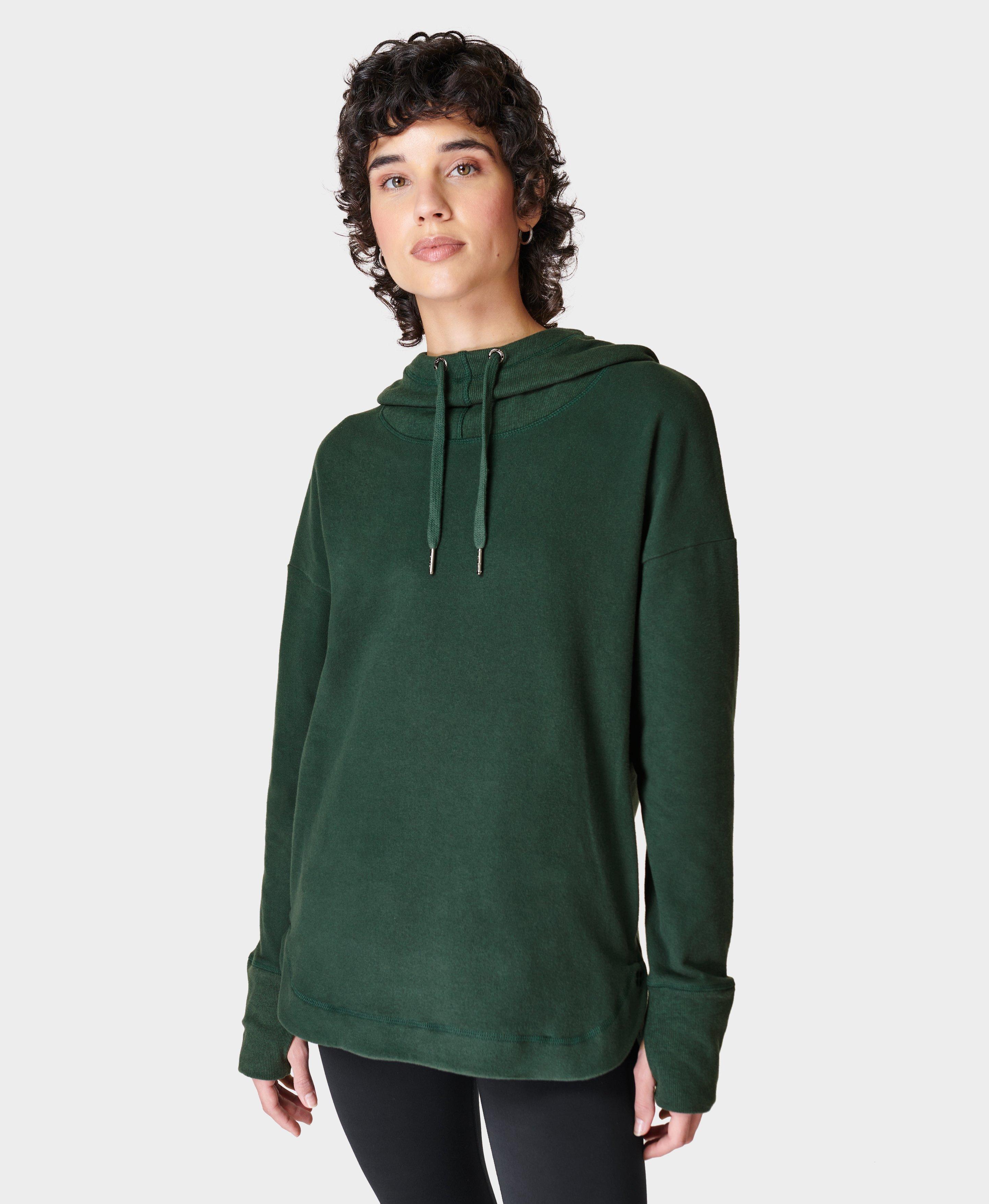 Escape Luxe Fleece Hoody Trek Green Women s Jumpers Hoodies Sweaty Betty