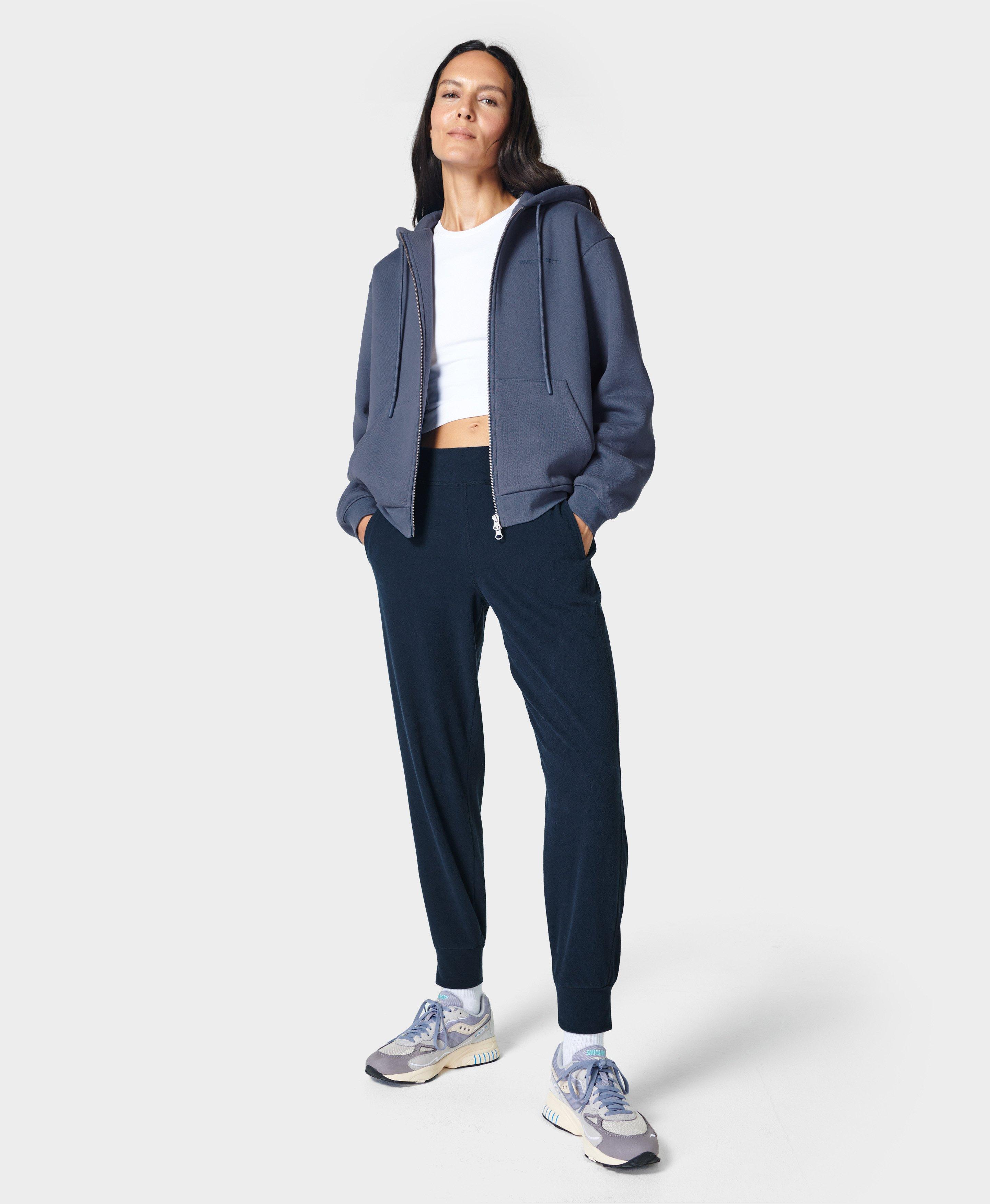 Women Navy Fleece Track Pants