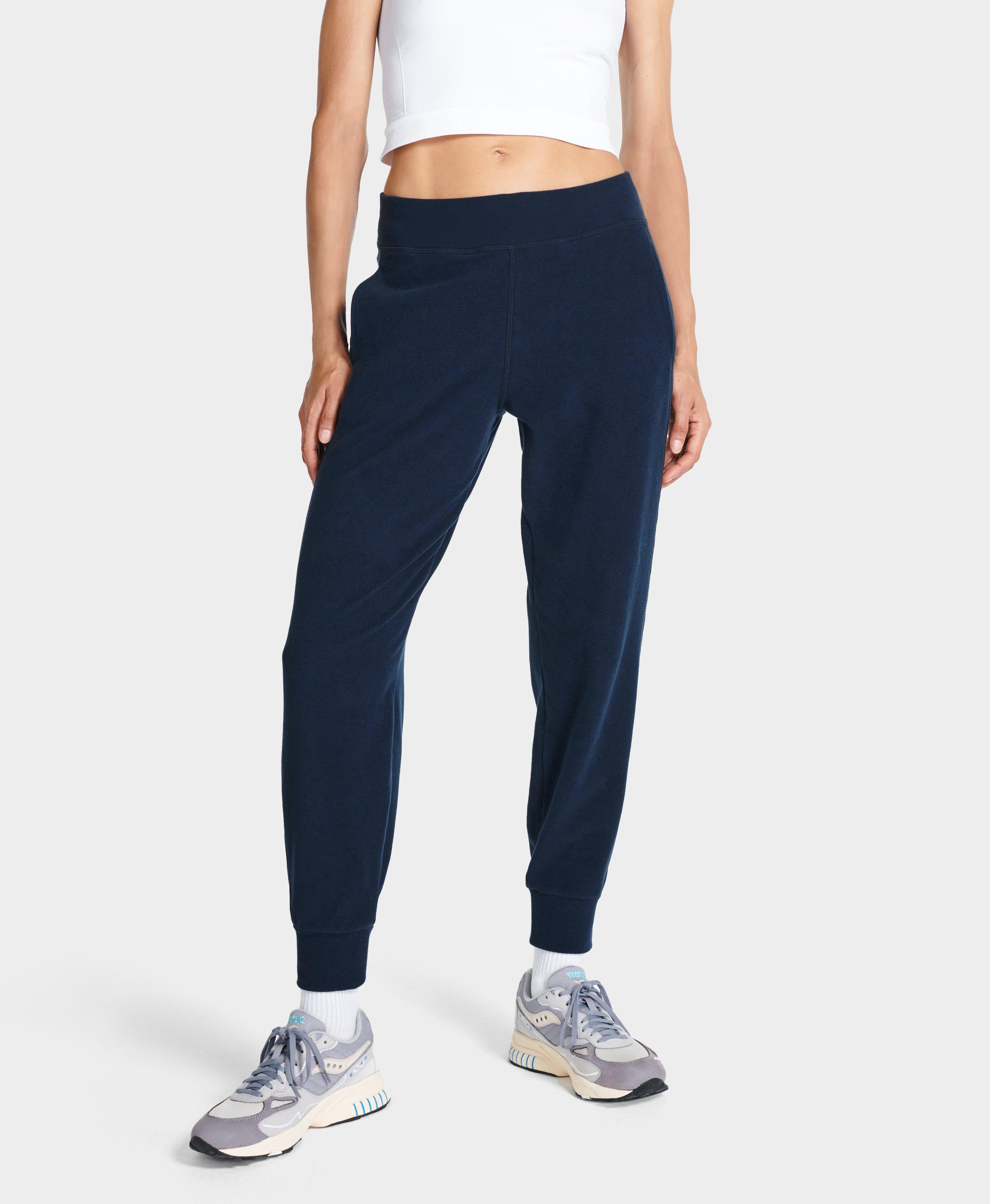 Gary Luxe Fleece Pants - Navy Blue, Women's Trousers & Yoga Pants