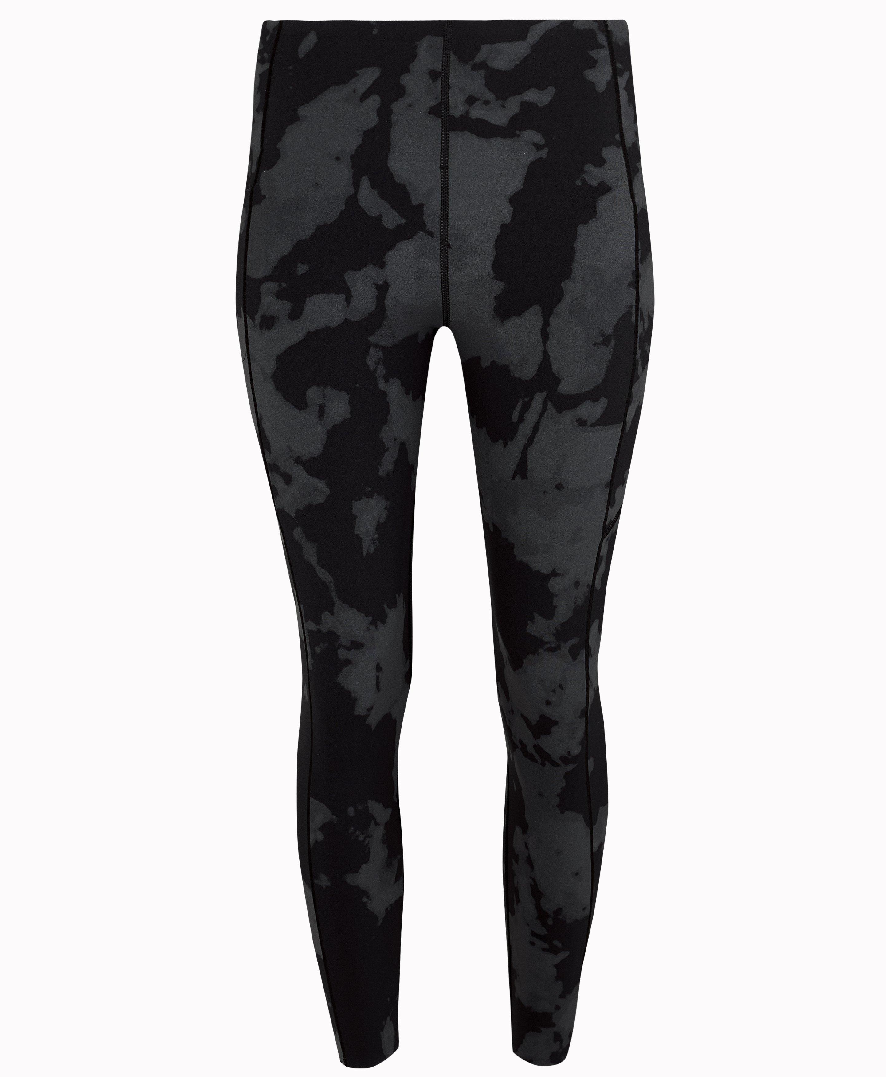 Women's Black Print Sweatshirt, Black Leggings, Black Athletic Shoes