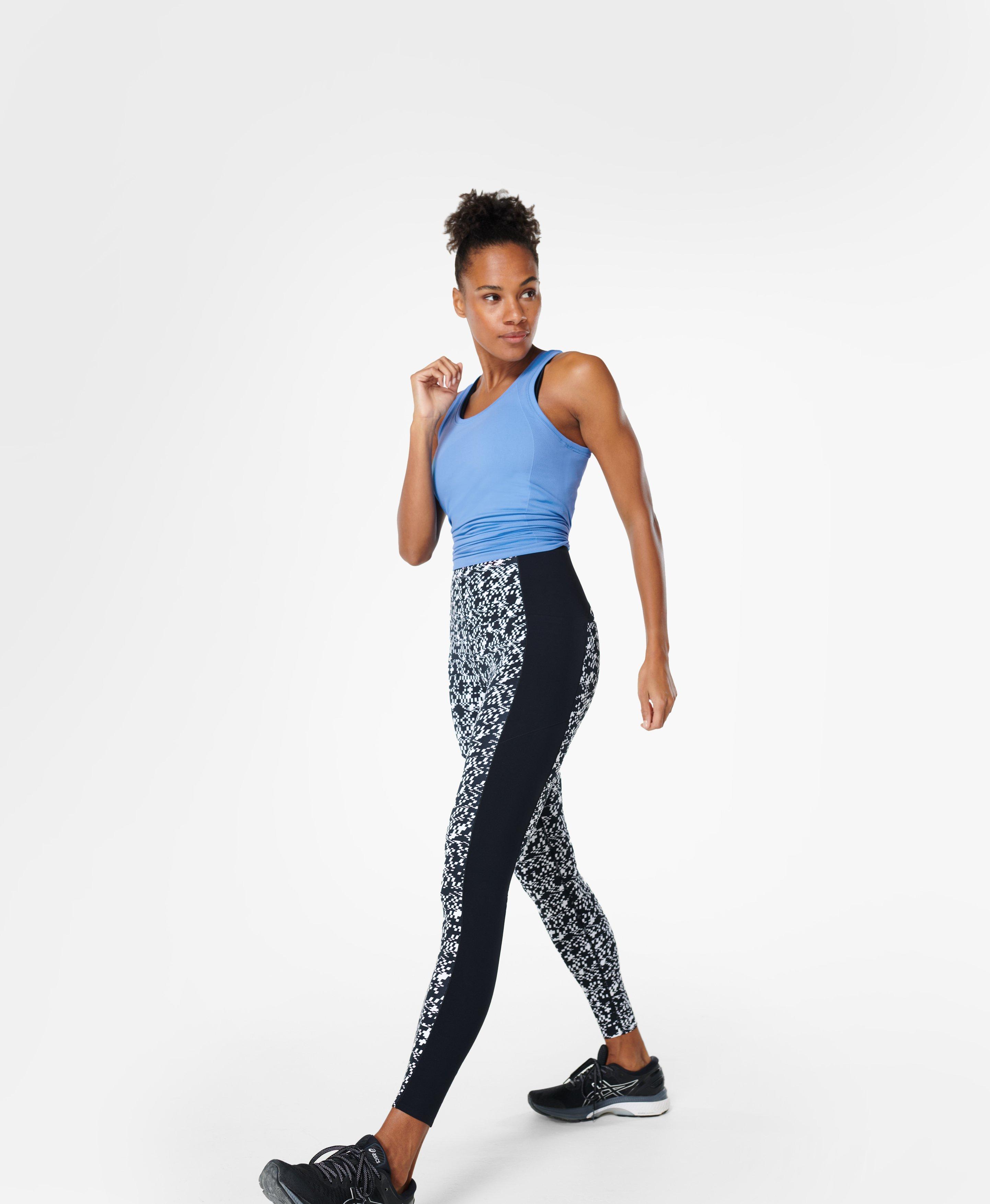 Power High Waist 7/8 Workout Leggings - Black Mini Geo Build Print