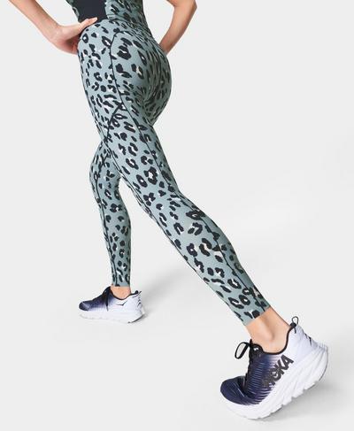 Power High-Waisted Gym Leggings, Blue Cheetah Print | Sweaty Betty